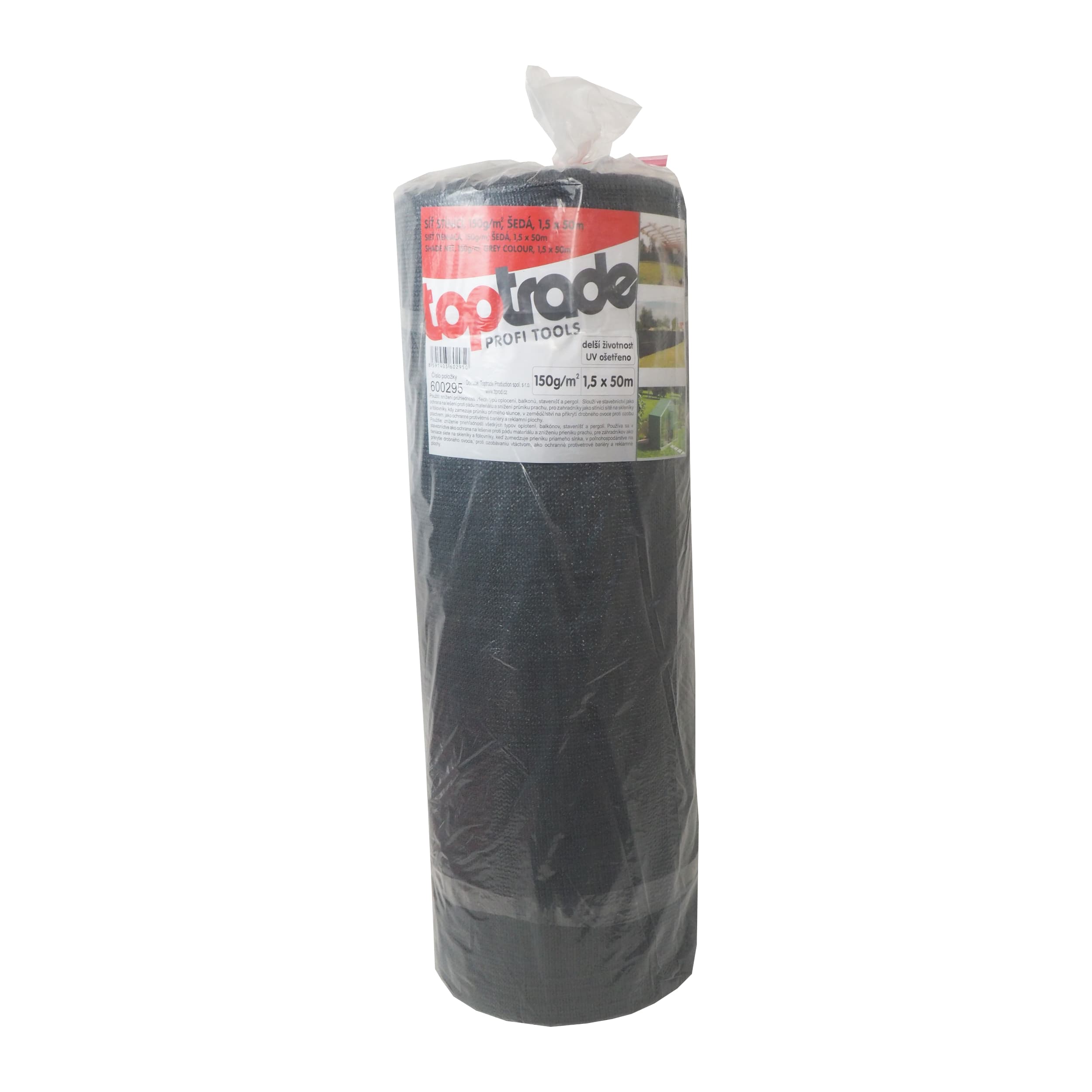 TOPTRADE stínící síť, šedá 1,5 × 50 m, 150 g/m² - náhled 4