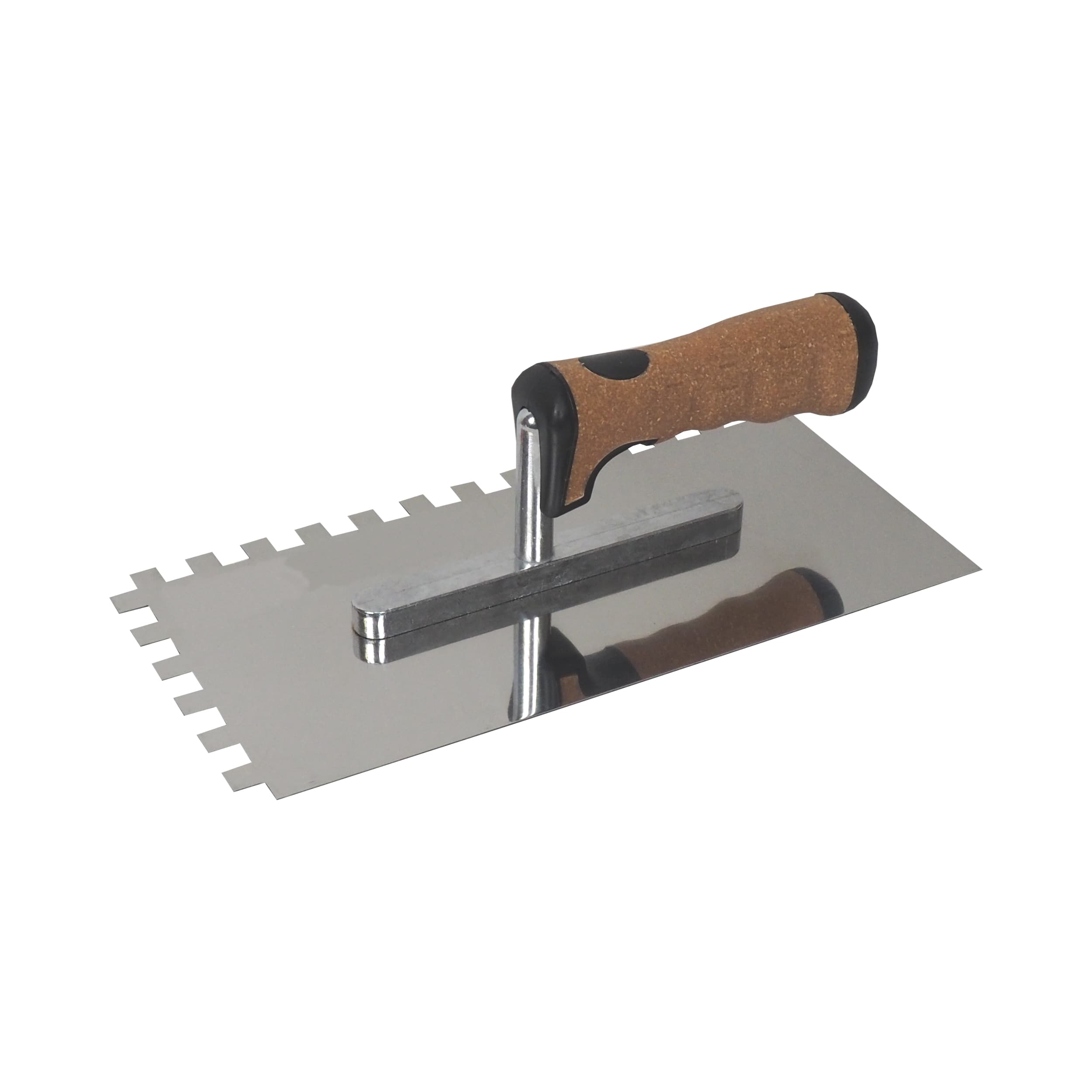 TOPTRADE hladítko nerezové, s EKO rukojetí, zub 10 mm, 270 x 130 mm, profi - náhled 1