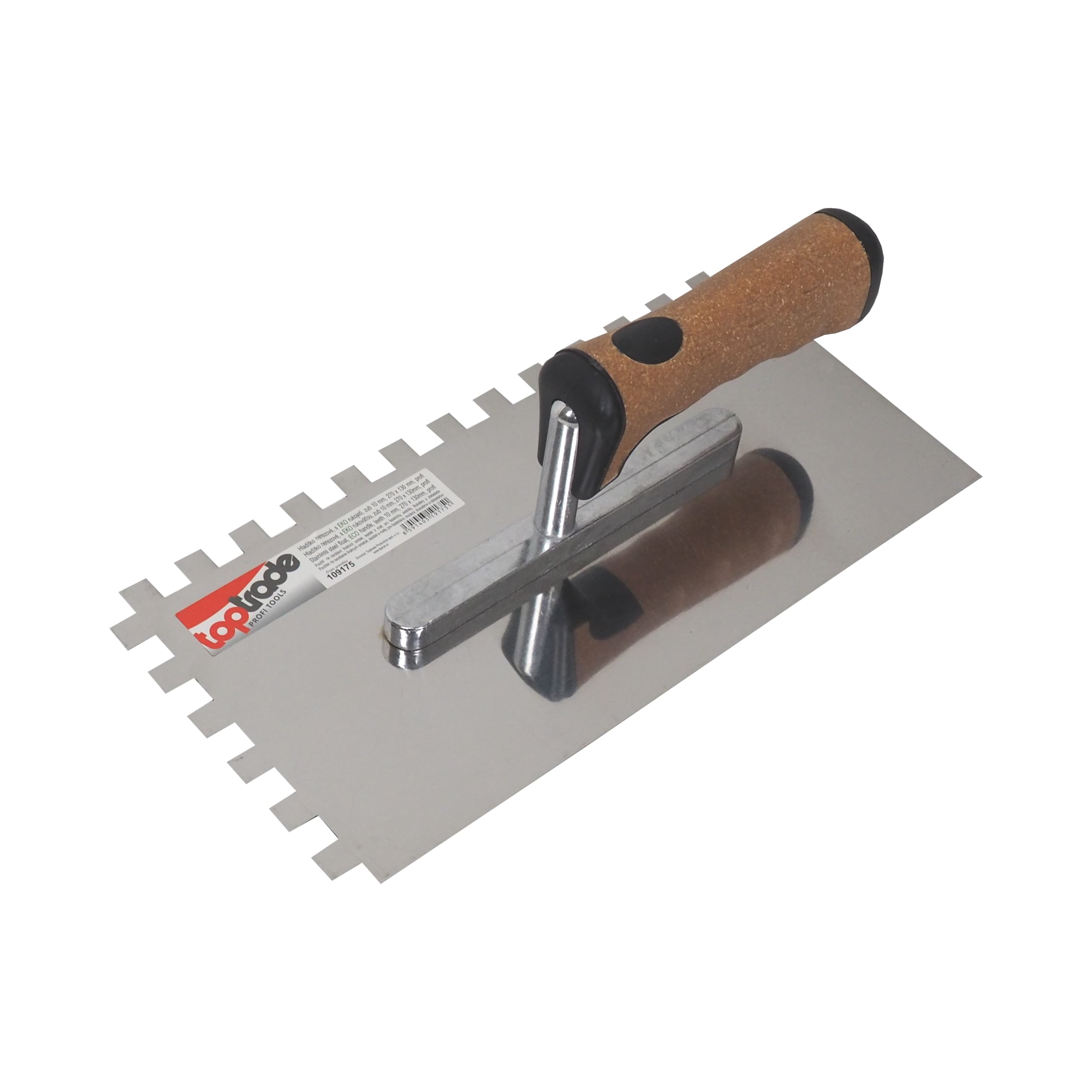TOPTRADE hladítko nerezové, s EKO rukojetí, zub 10 mm, 270 x 130 mm, profi - náhled 4