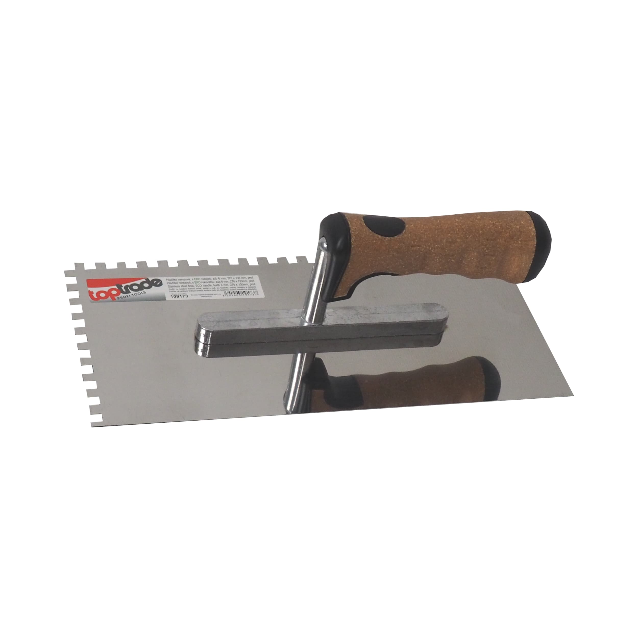 TOPTRADE hladítko nerezové, s EKO rukojetí, zub 6 mm, 270 x 130 mm, profi - náhled 4