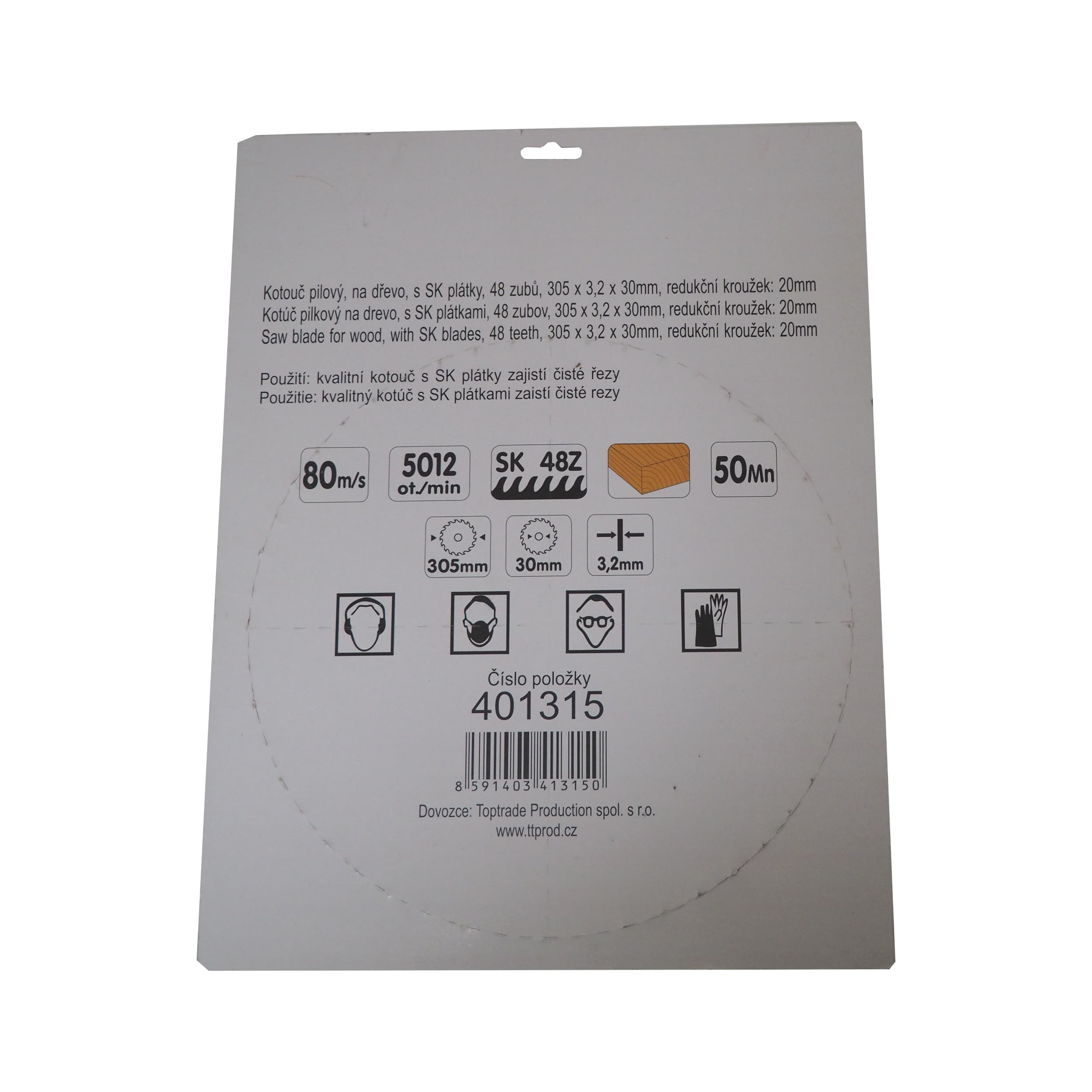 TOPTRADE pilový kotouč 305×3,2×30/20 mm, 48 zubů - náhled 3