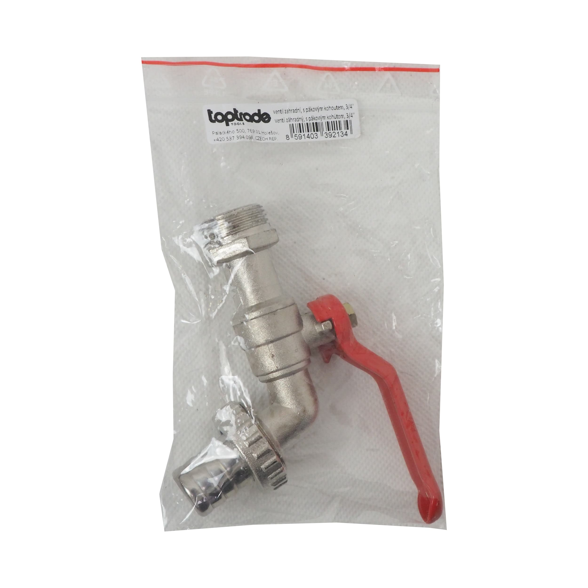 TOPTRADE zahradní ventil 3/4" – pákový kohout se šroubením na hadici - náhled 3