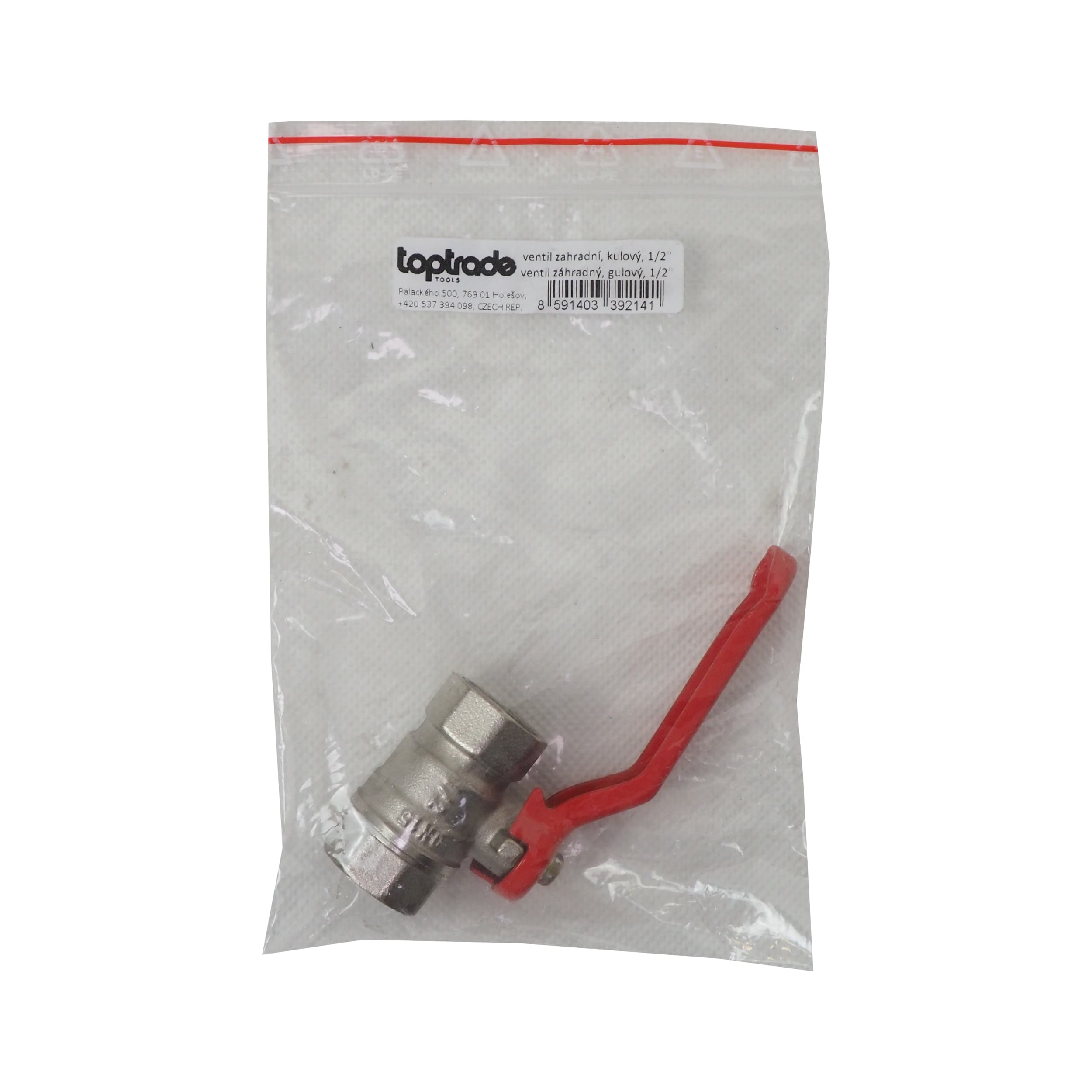 TOPTRADE zahradní kulový ventil 1/2" – pákový, se šroubením na hadici - náhled 2