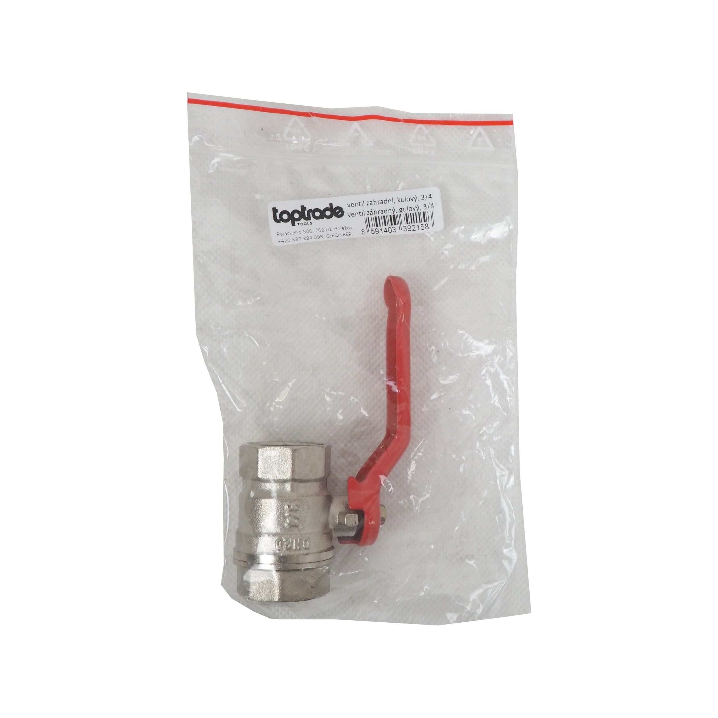 TOPTRADE zahradní kulový ventil 3/4" se šroubením na hadici - náhled 3