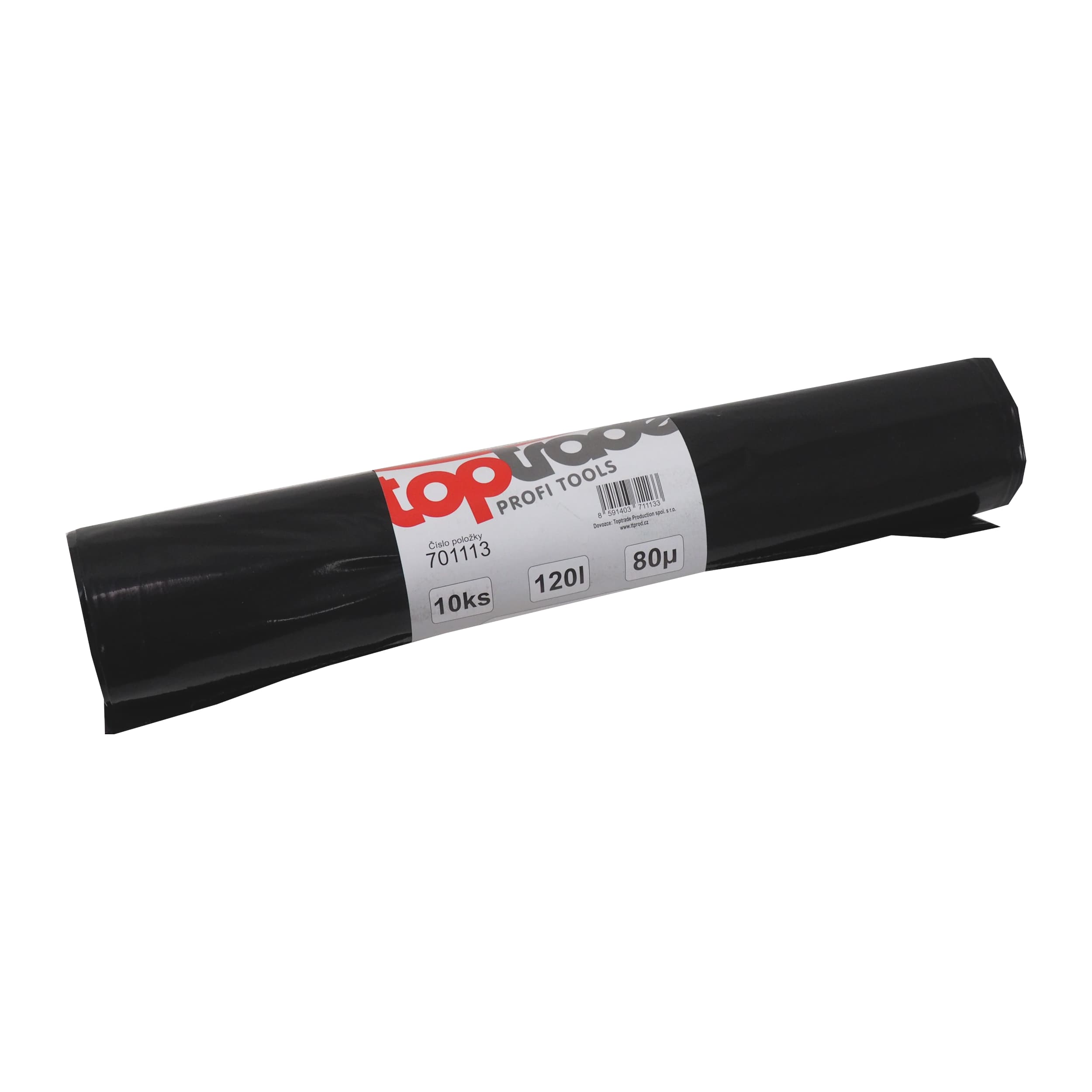 TOPTRADE pytle na odpad 120 l, 80 µm, 10 ks, černé - náhled 3