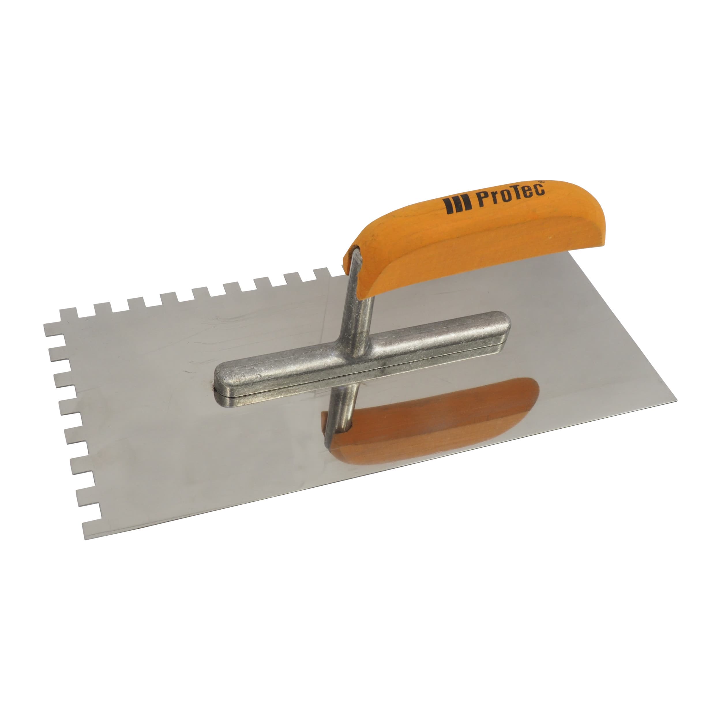 ProTec hladítko nerezové EURO, zub 6 mm, dřevěná rukojeť, 280×130 mm