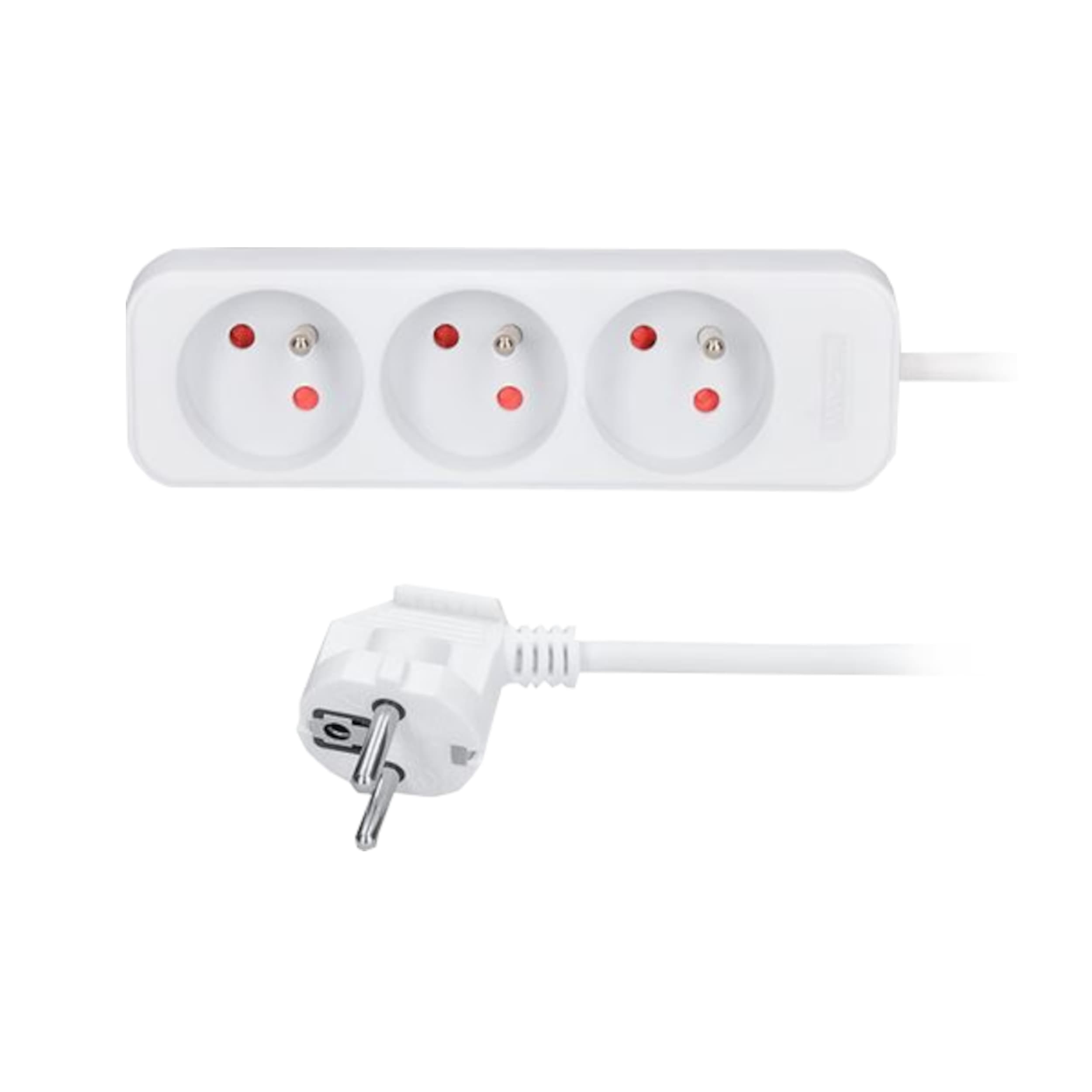 Prodlužovací přívod, 3 zásuvky, 2 m, 3×1 mm², bílý, 10 A