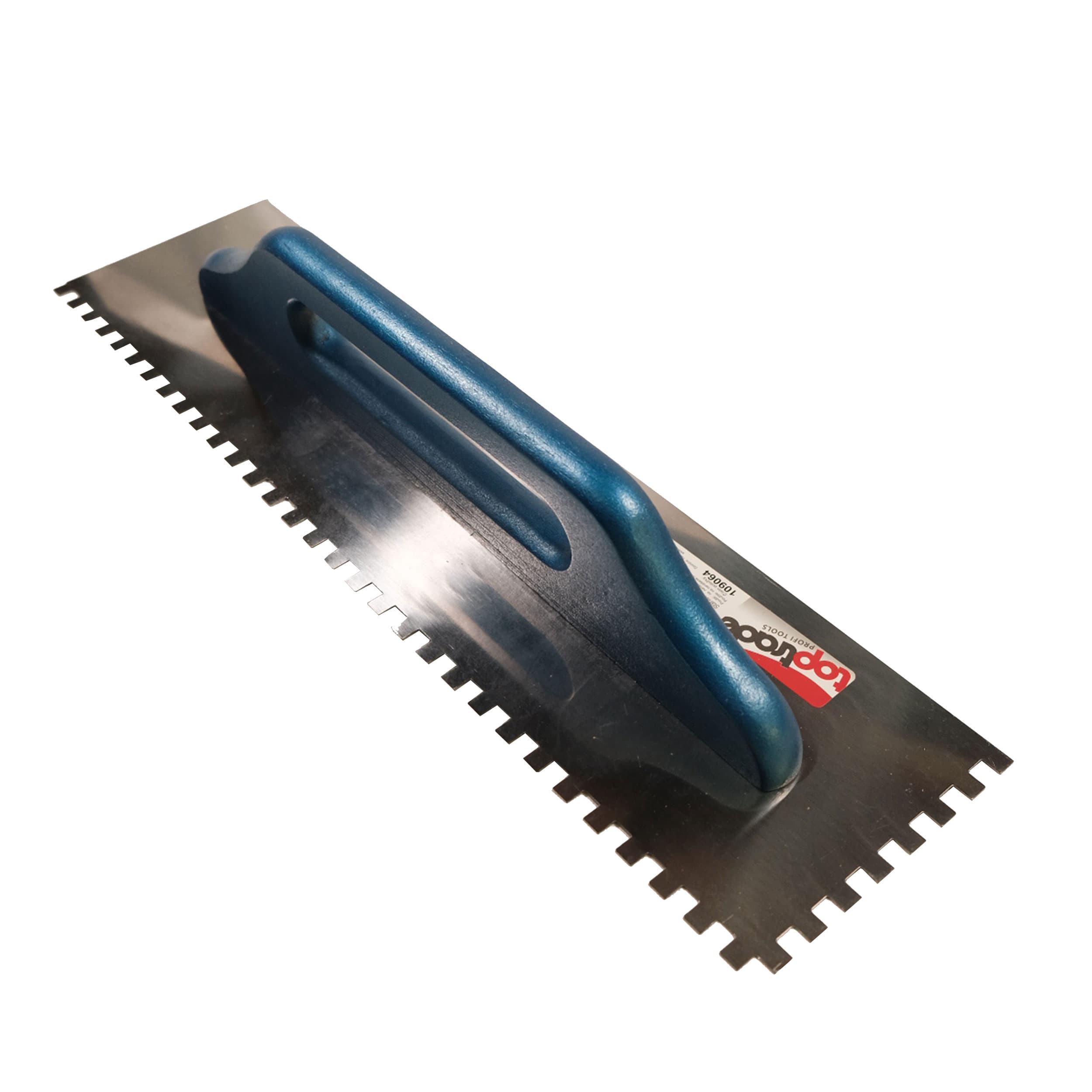 TOPTRADE nerezové hladítko 500×130 mm, zub 8 mm, dřevěná rukojeť