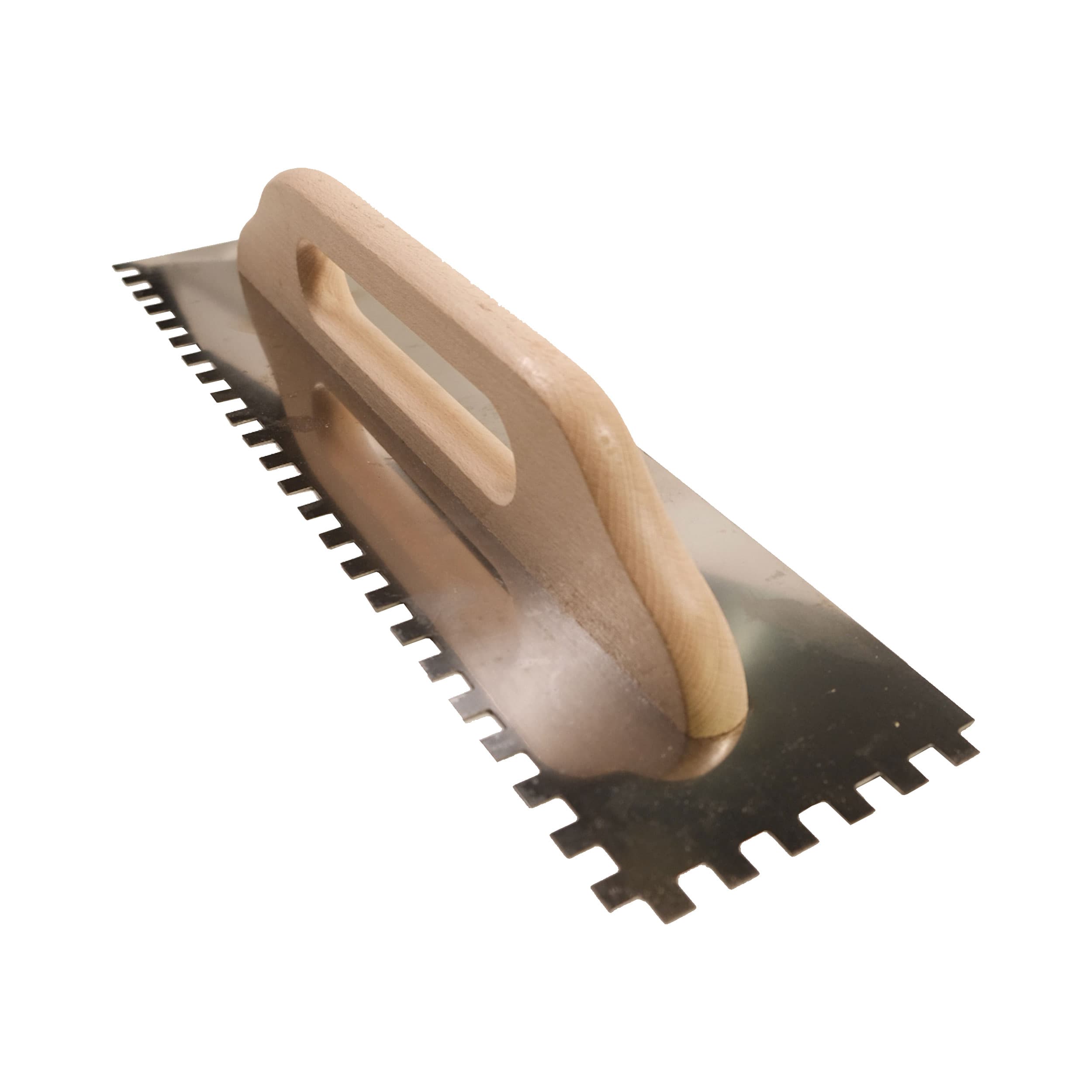 TOPTRADE hladítko nerezové 500 × 130 mm, zub 10 mm – dřevěná rukojeť