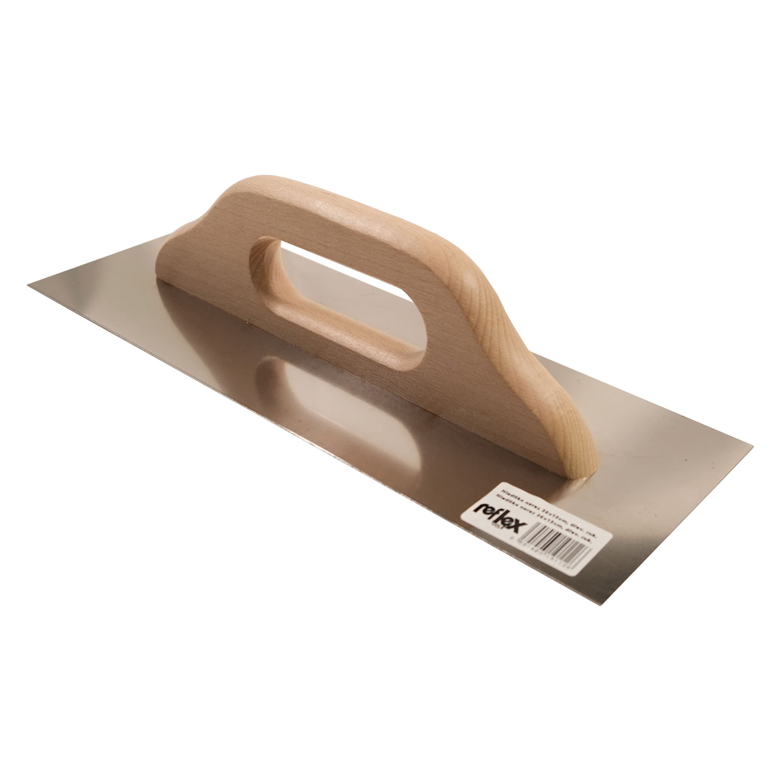 TOPTRADE hladítko nerezové s dřevěnou rukojetí, hladké 360 × 130 mm