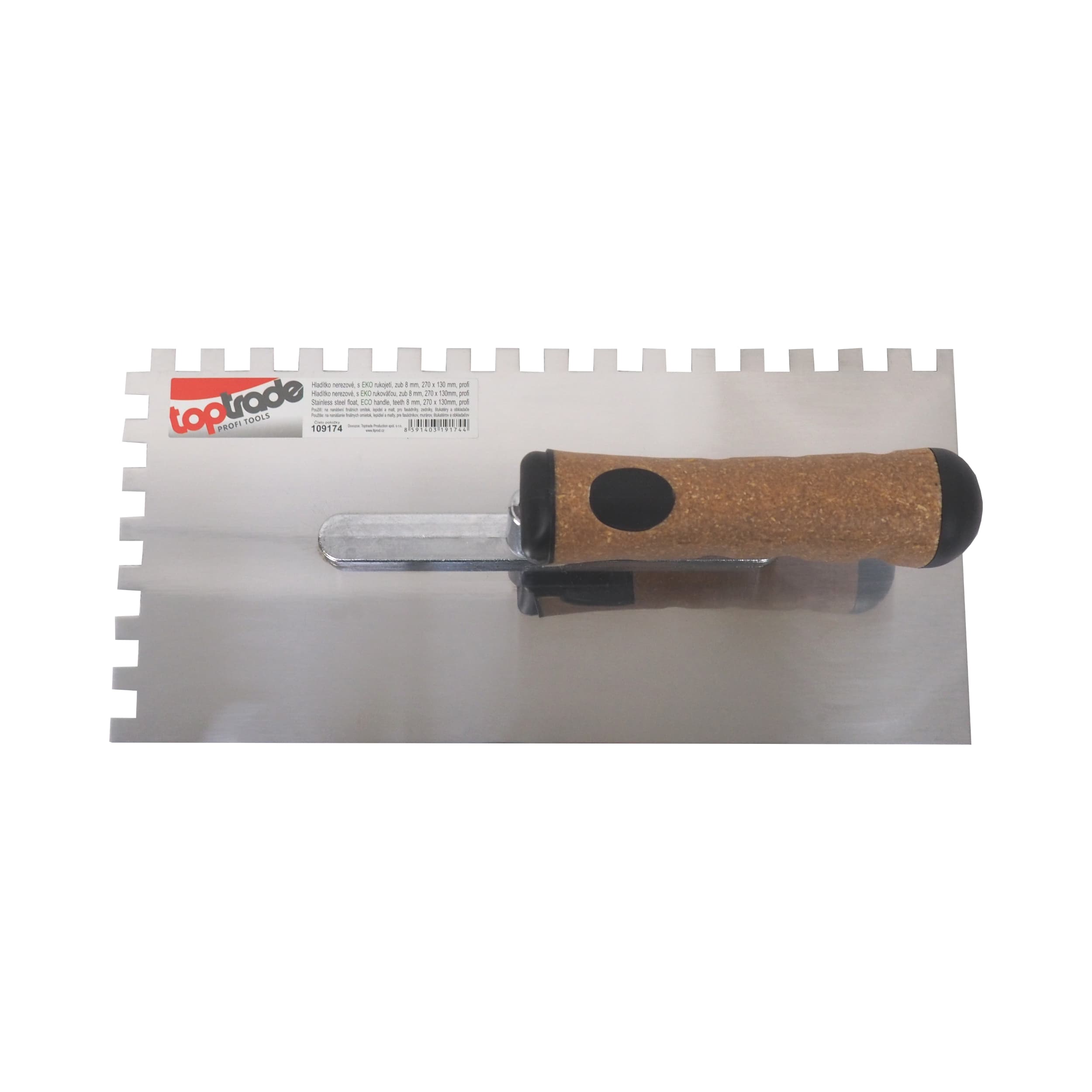 TOPTRADE hladítko nerezové, s EKO rukojetí, zub 8 mm, 270 x 130 mm, profi - náhled 5