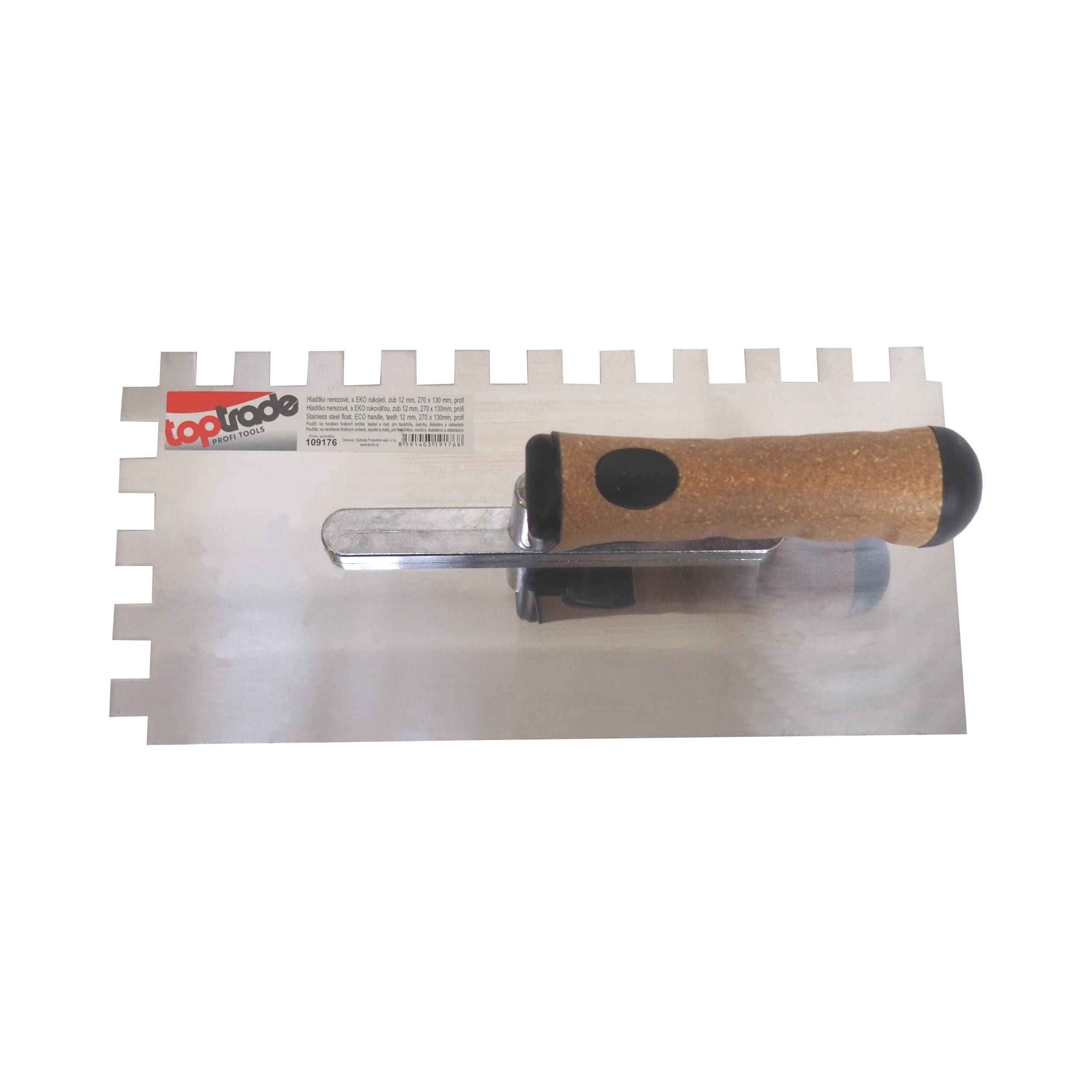 TOPTRADE hladítko nerezové, s EKO rukojetí, zub 12 mm, 270 x 130 mm, profi - náhled 5
