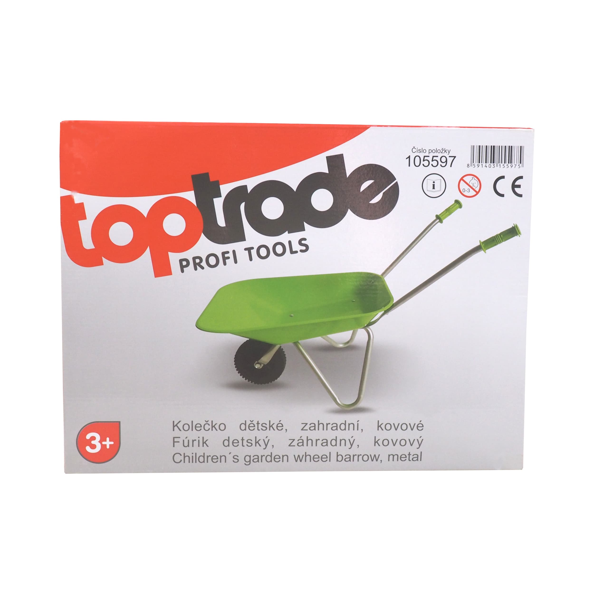 TOPTRADE dětské zahradní kolečko, kovové, zelené, nosnost 5 kg - náhled 2
