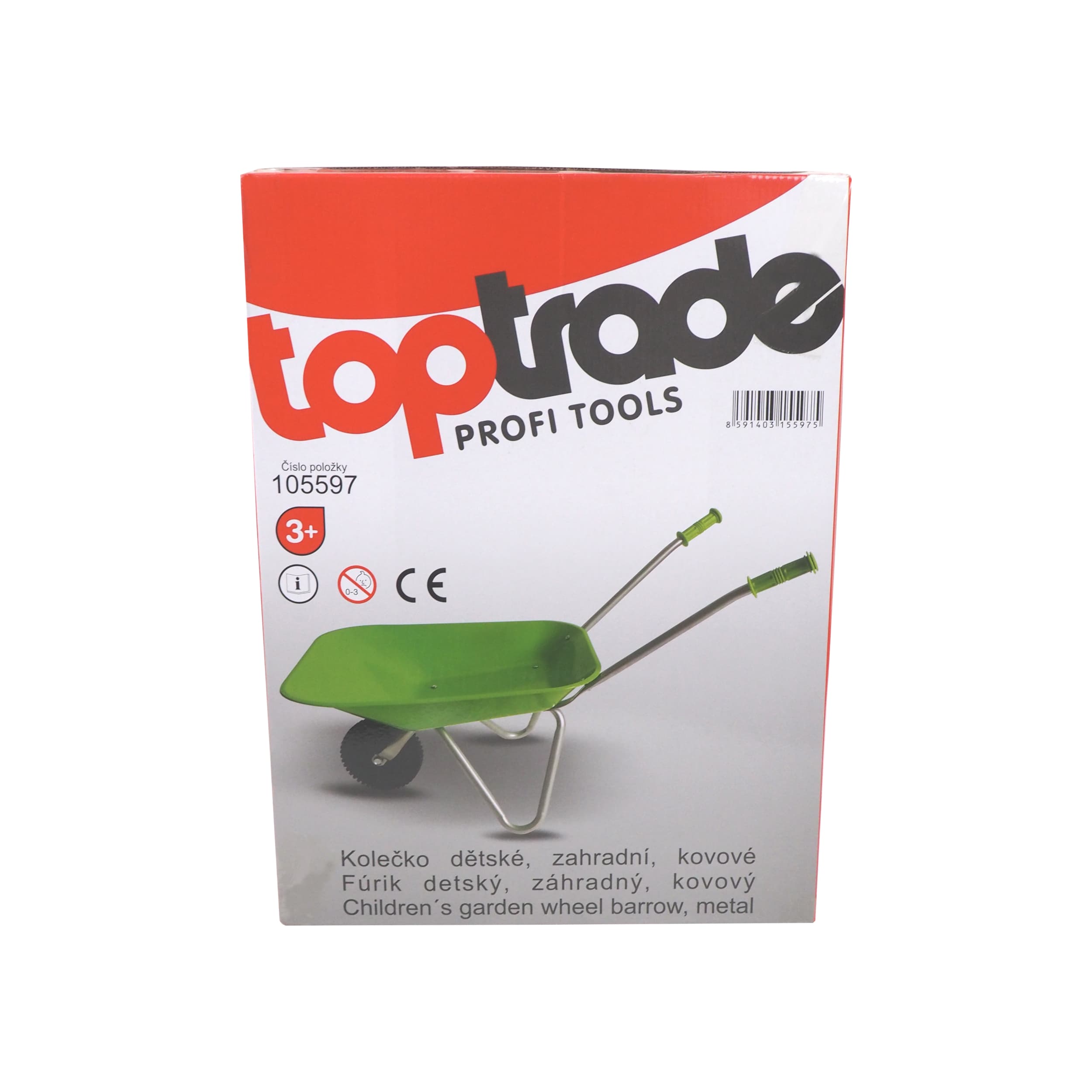 TOPTRADE dětské zahradní kolečko, kovové, zelené, nosnost 5 kg - náhled 3