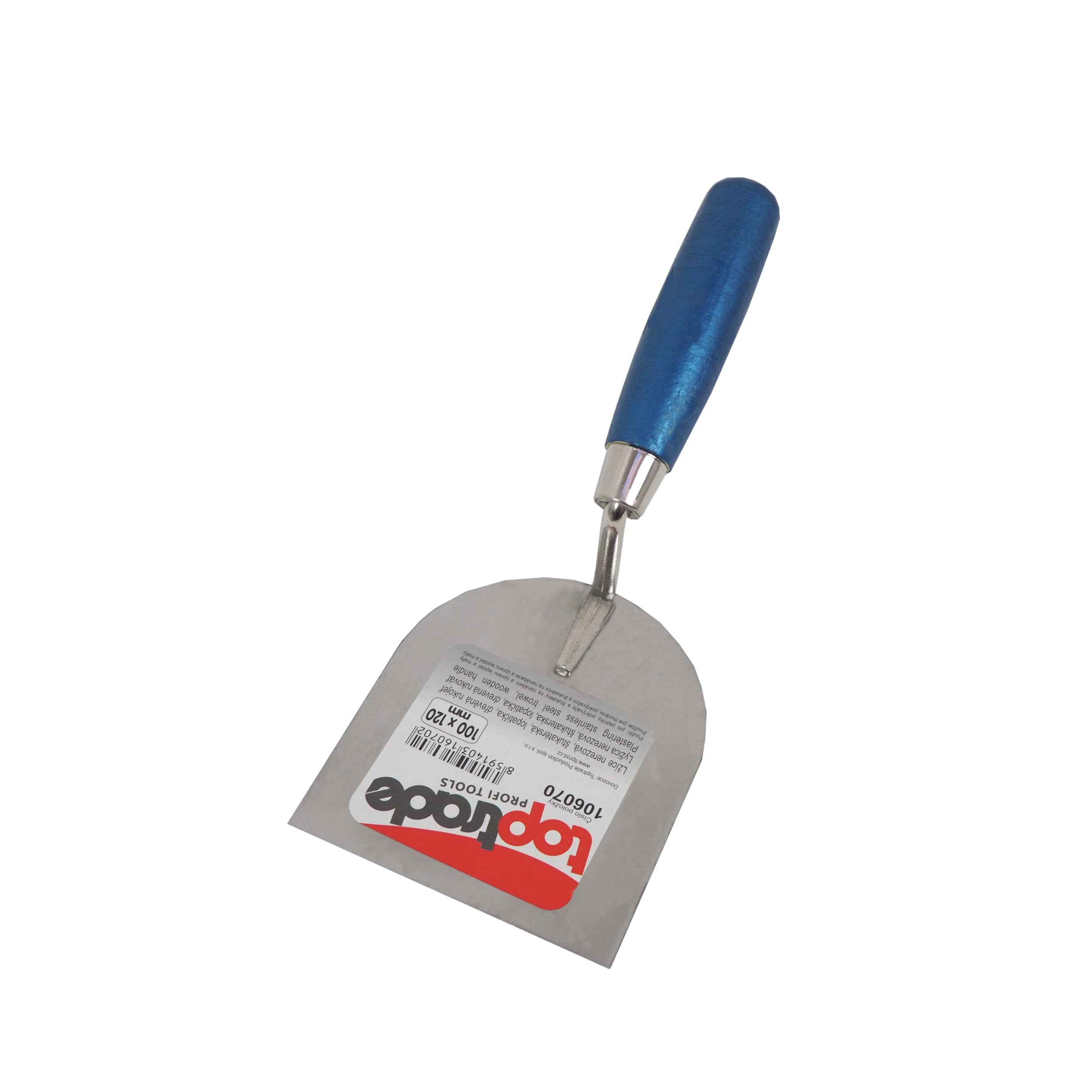 TOPTRADE štukatérská lžíce nerezová 120 × 100 mm, dřevěná rukojeť - náhled 2