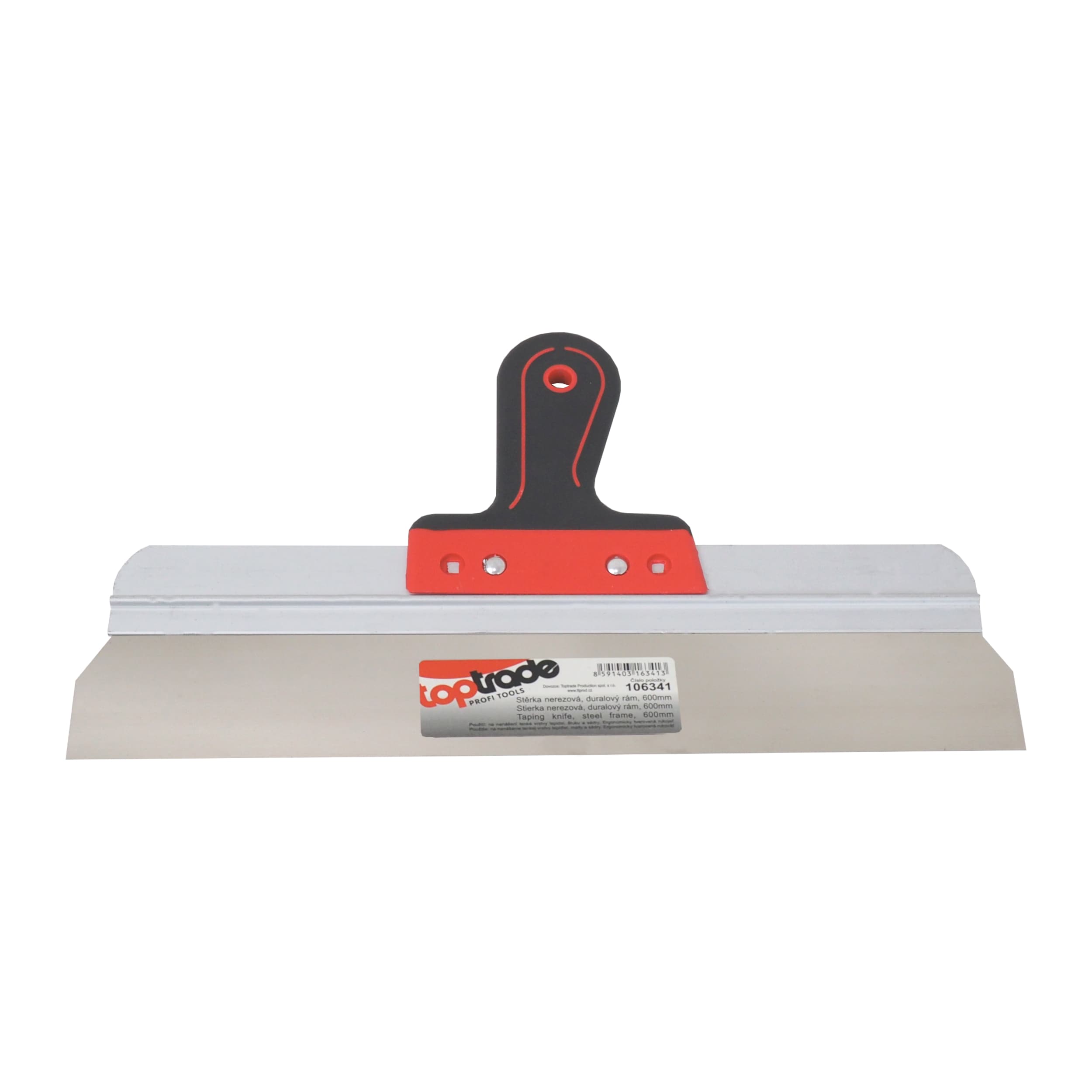 TOPTRADE nerezová stěrka 600 mm, kulaté rohy, duralový rám - náhled 2