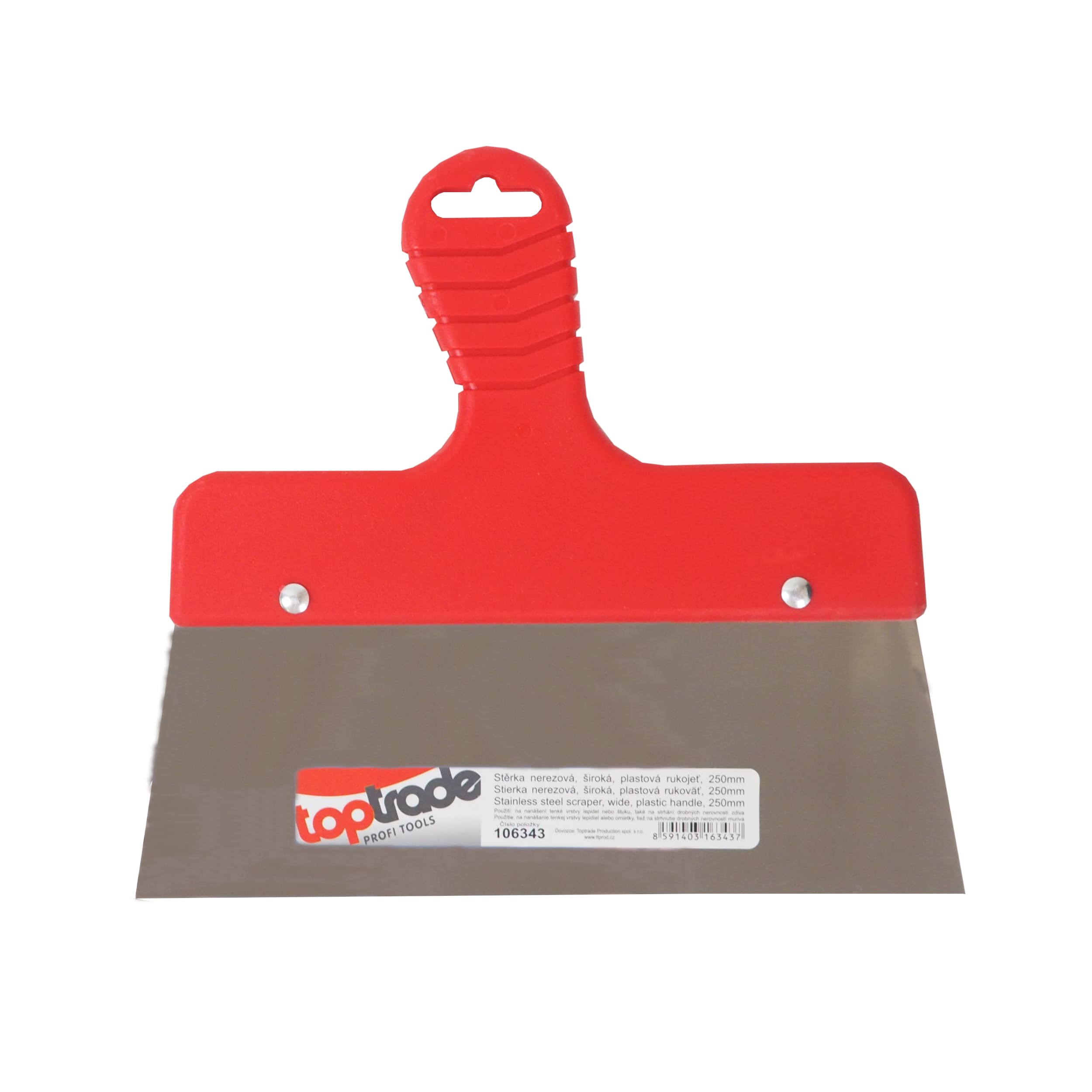 TOPTRADE stěrka nerezová široká 250 mm, plastová rukojeť - náhled 2