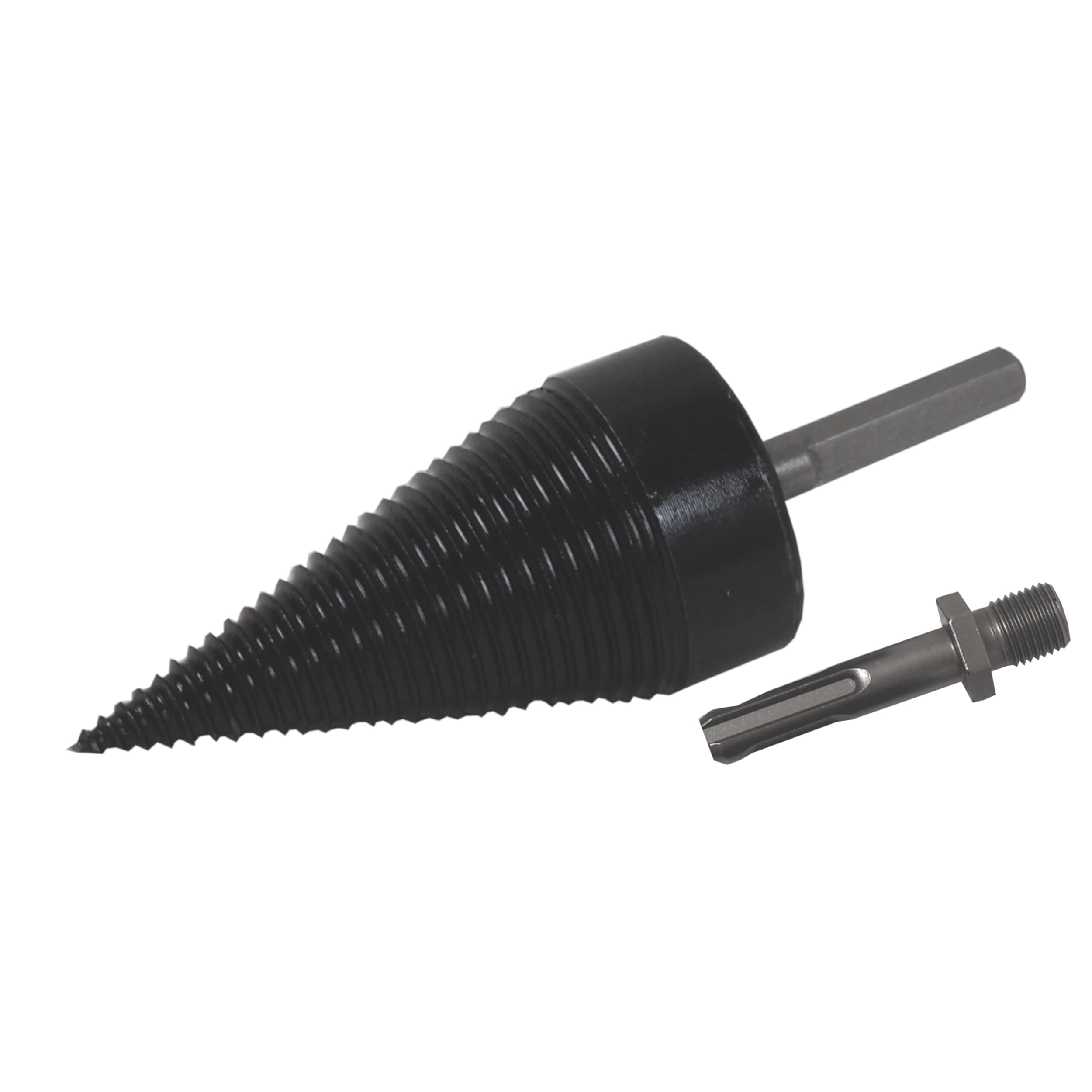 TOPTRADE štípací kužel na dřevo 32×90 mm + 2 adaptéry 65 mm (SDS+ a šestihran) - náhled 1
