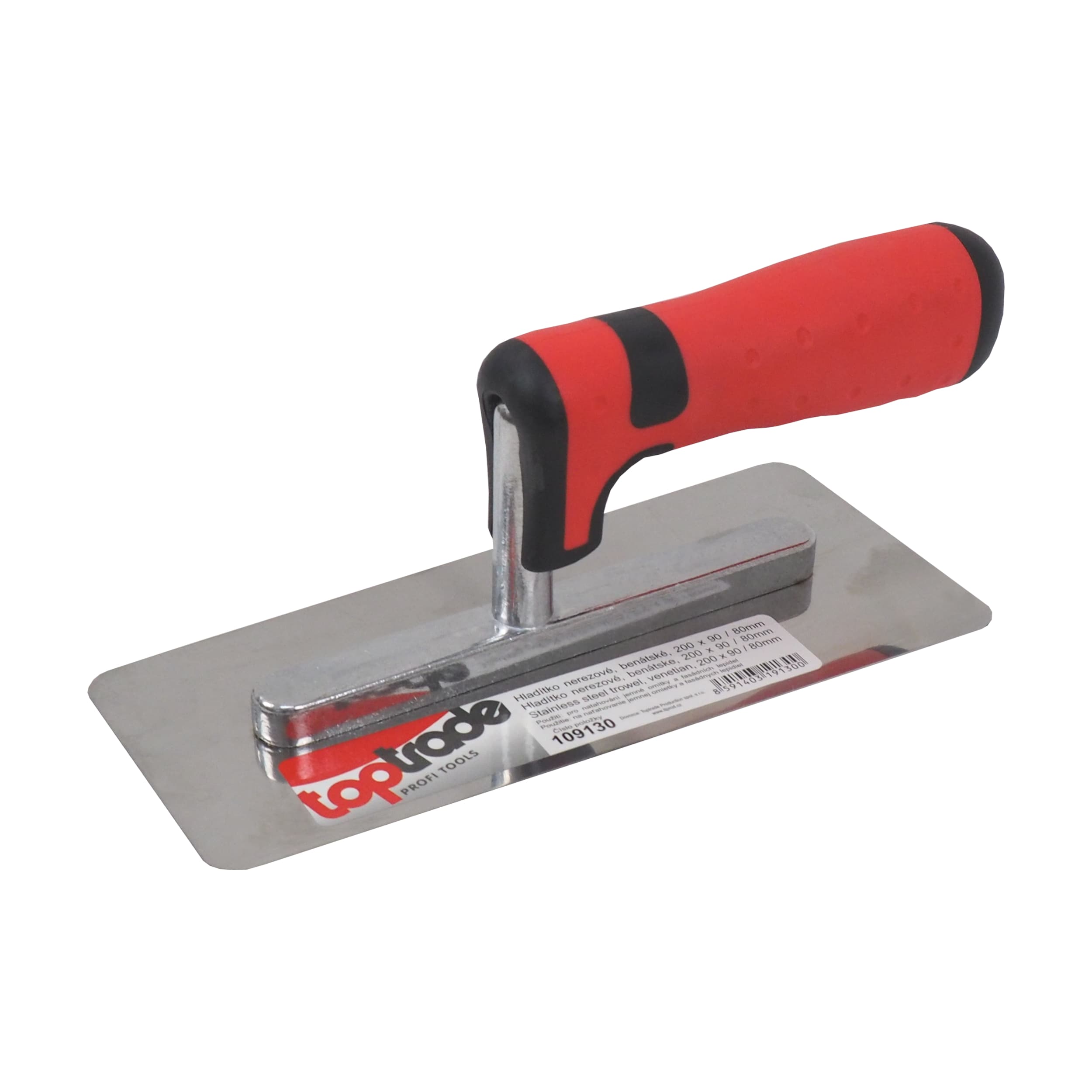 TOPTRADE benátské hladítko nerezové 200 × 90/80 mm, pogumovaná rukojeť - náhled 4