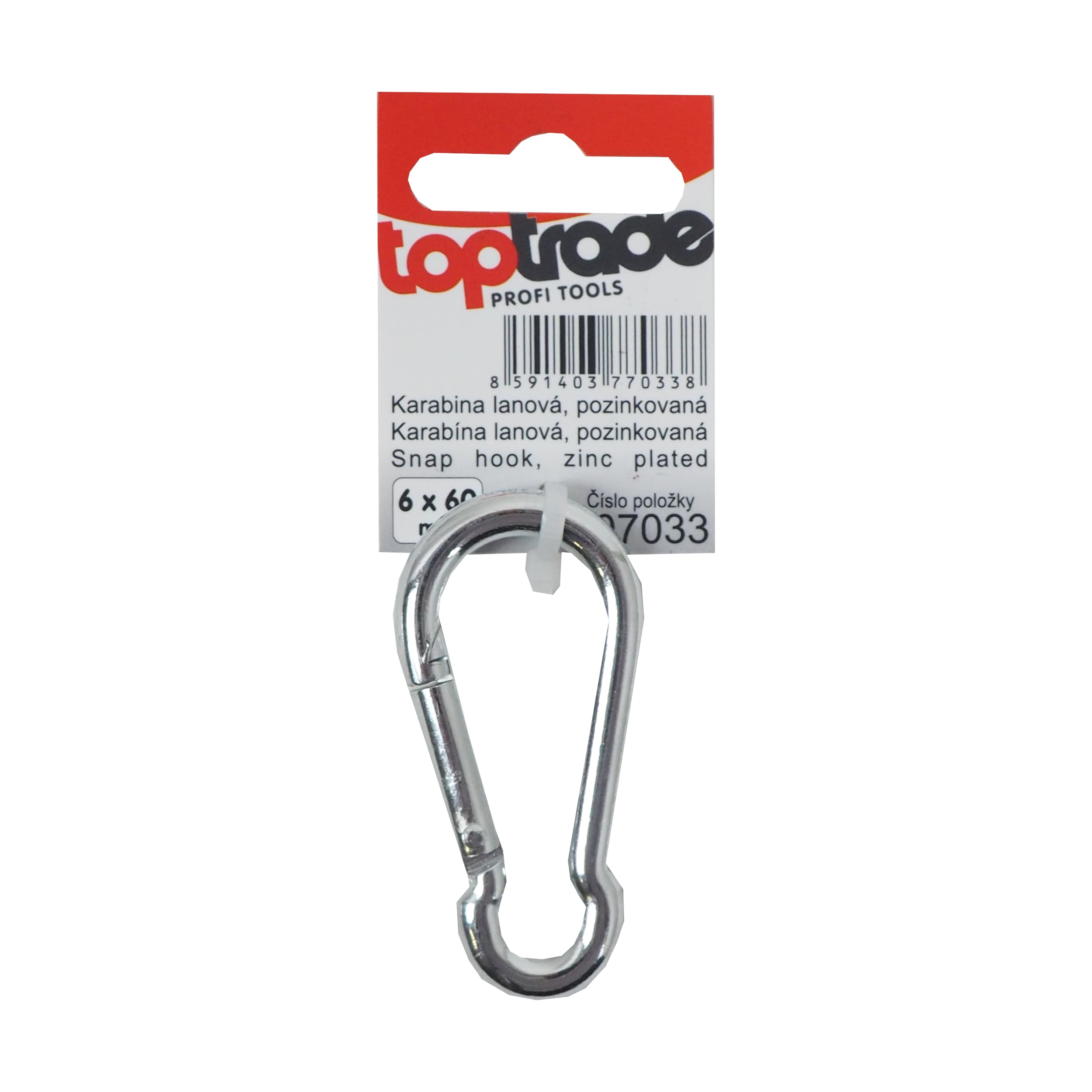 TOPTRADE lanová karabina pozinkovaná 6×60 mm, nosnost 120 kg - náhled 2
