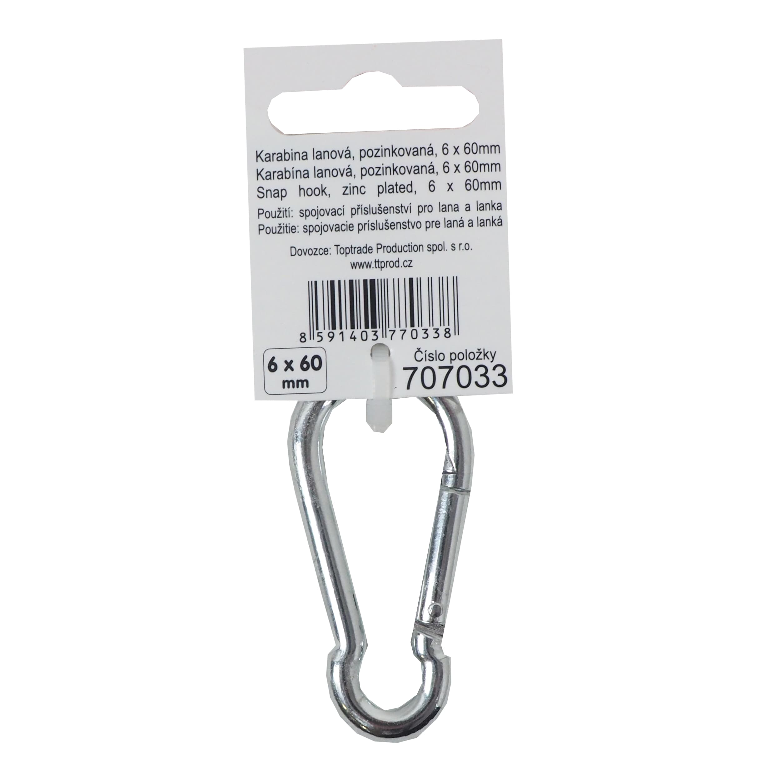 TOPTRADE lanová karabina pozinkovaná 6×60 mm, nosnost 120 kg - náhled 3