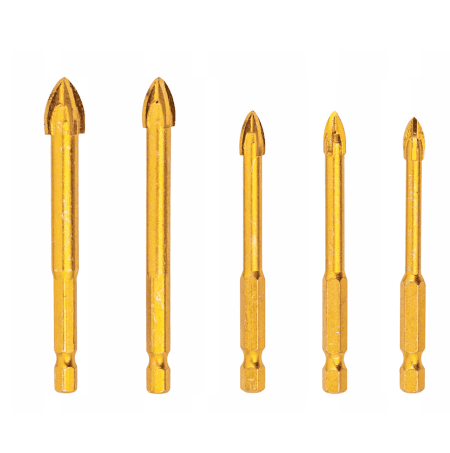 TOPTRADE sada vrtáků do skla, keramiky a dlažby 4–10 mm, Hex 1/4″, 5 ks - náhled 2