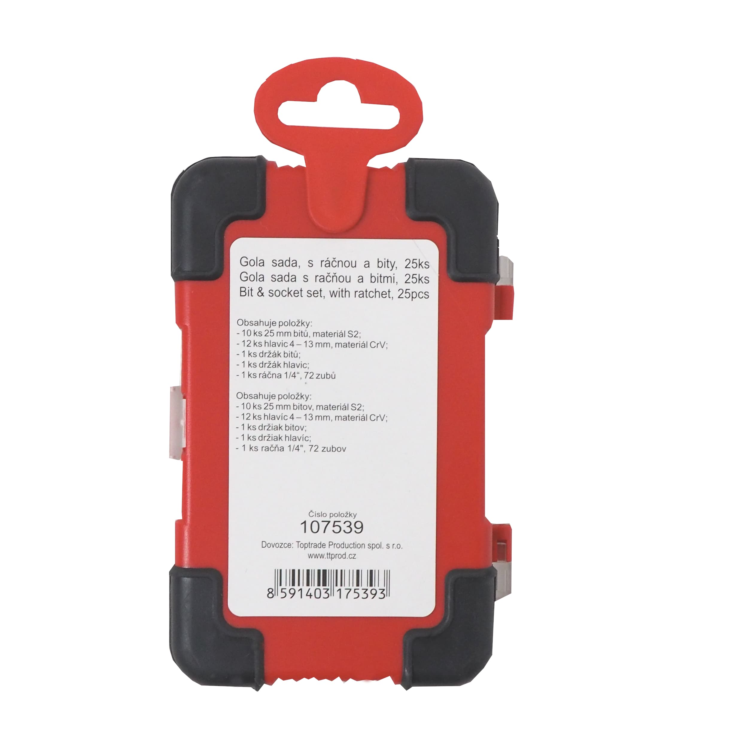 TOPTRADE Gola sada 1/4″ s ráčnou, bity S2 a hlavicemi 4–13 mm, 25 ks - náhled 3