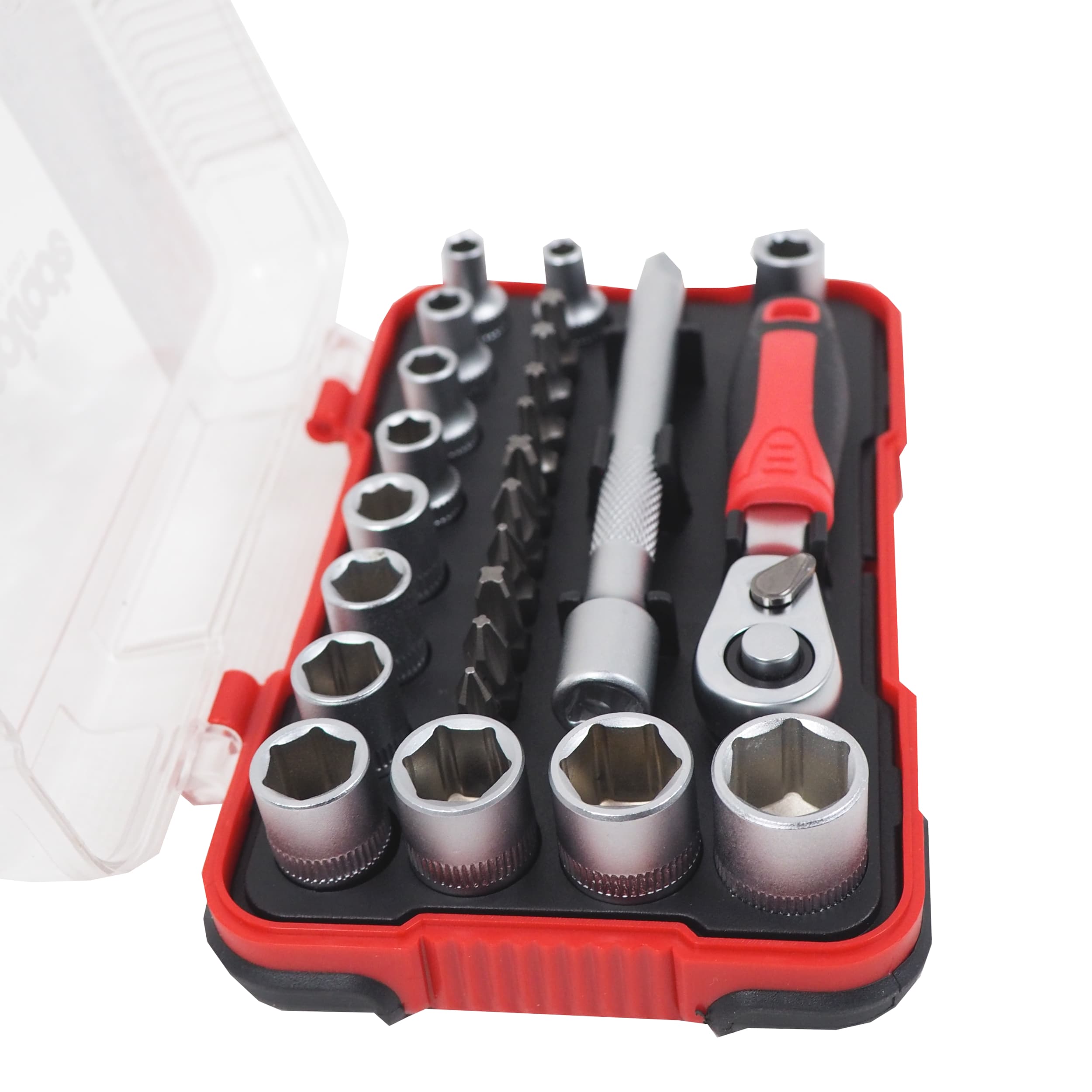 TOPTRADE Gola sada 1/4″ s ráčnou, bity S2 a hlavicemi 4–13 mm, 25 ks - náhled 5