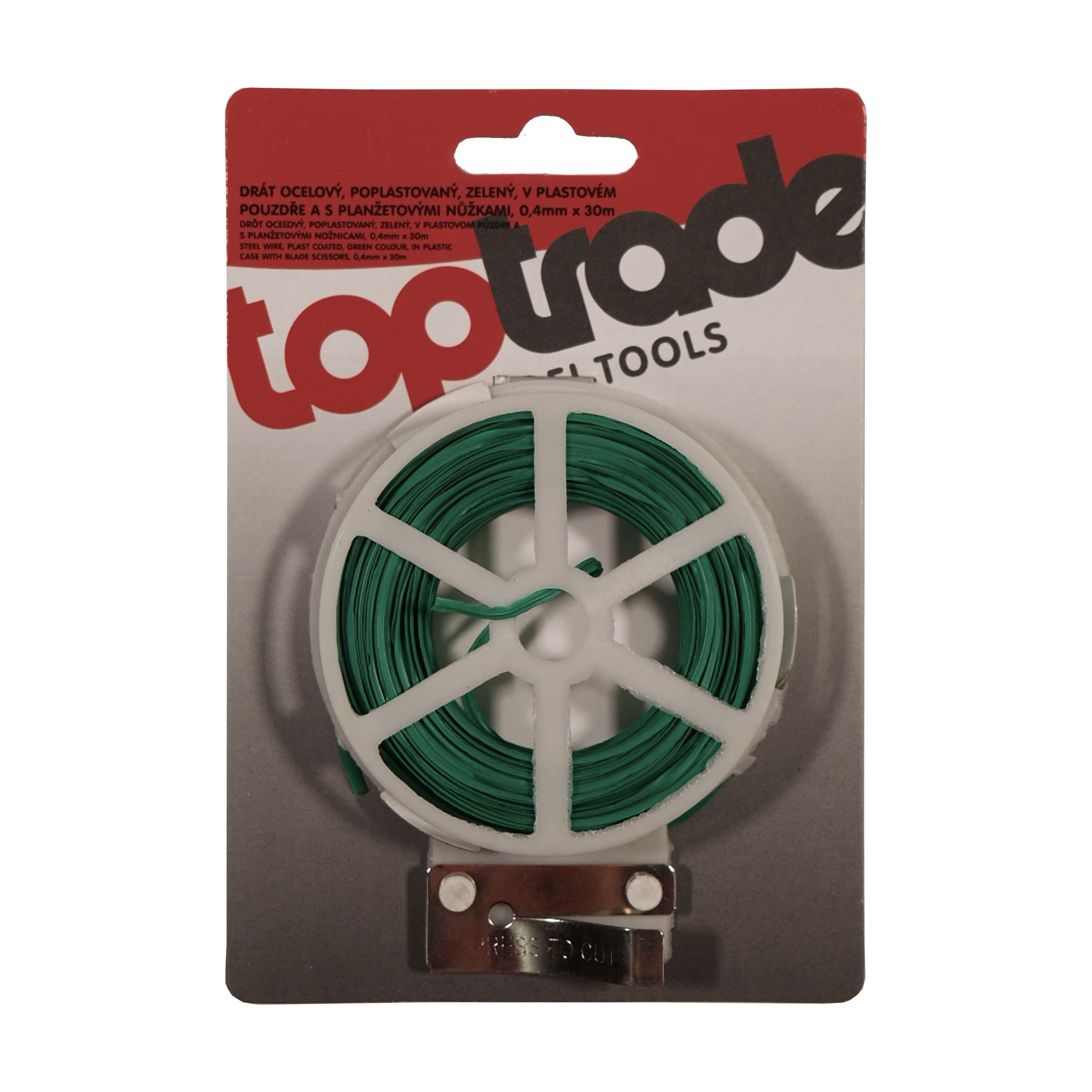 TOPTRADE poplastovaný vázací drát 0,4 mm × 30 m, zelený + planžetové nůžky - náhled 3