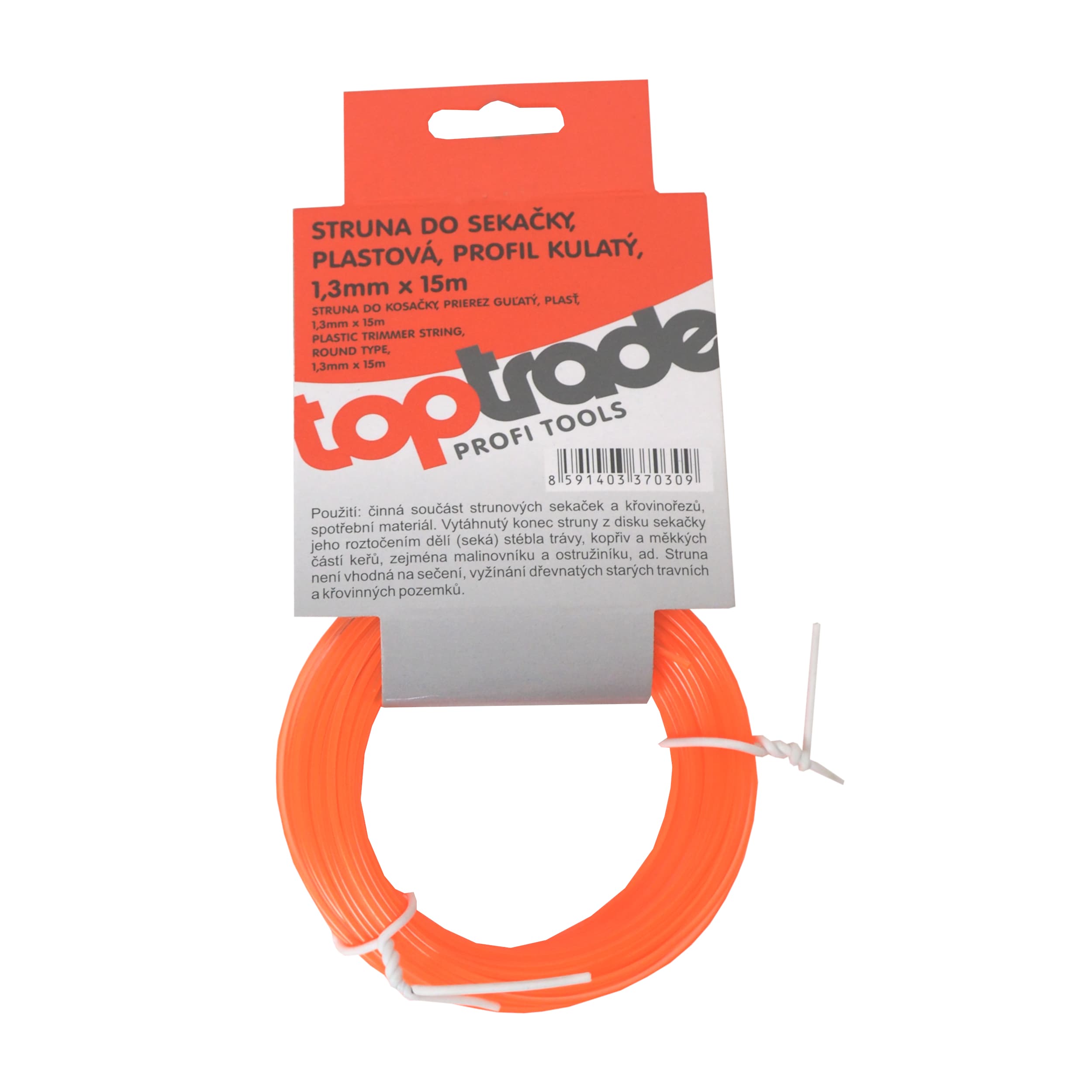 TOPTRADE struna do sekačky 1,3 mm, kulatá, 15 m - náhled 2