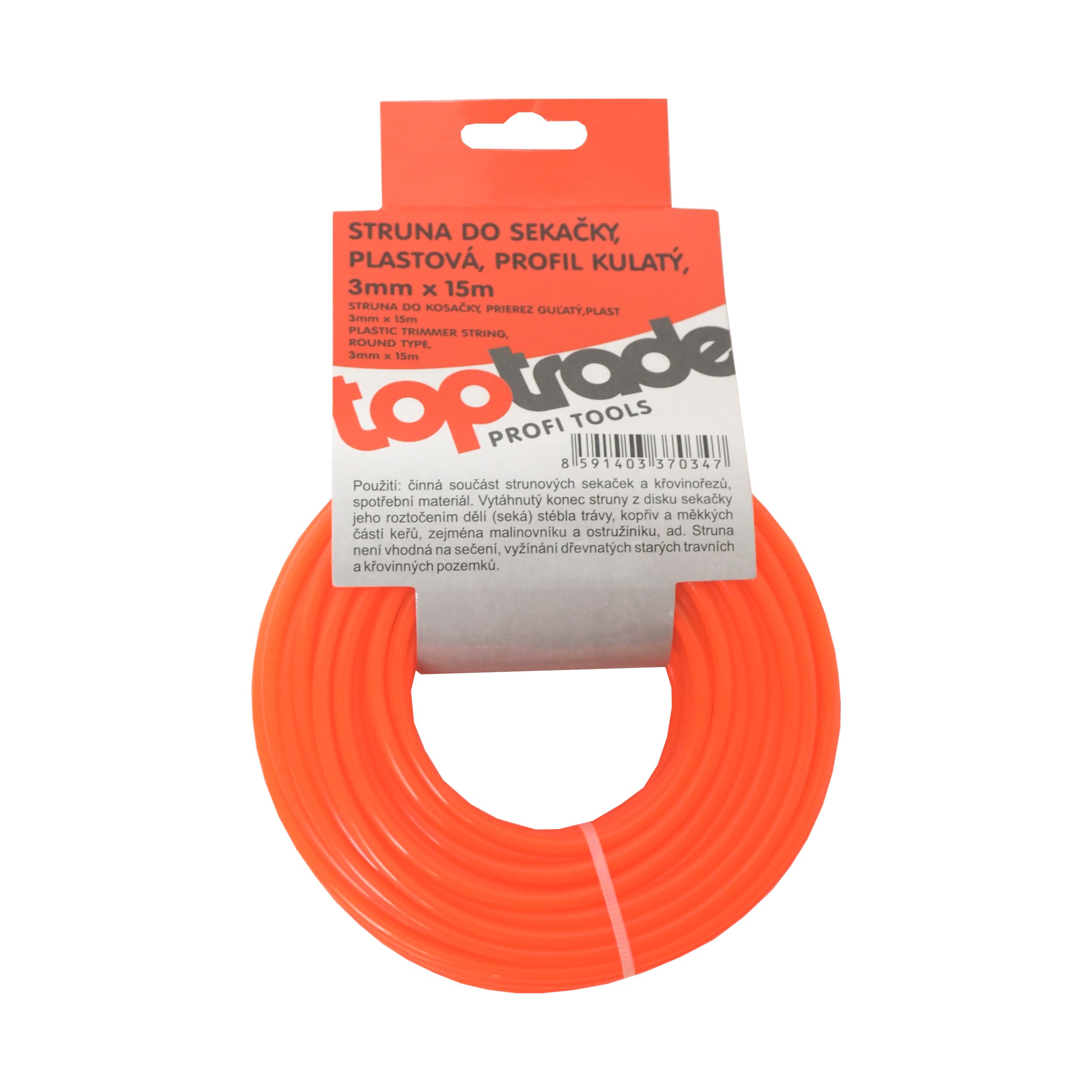 TOPTRADE vyžínací struna 2,4 mm, kulatá – 15 m - náhled 2