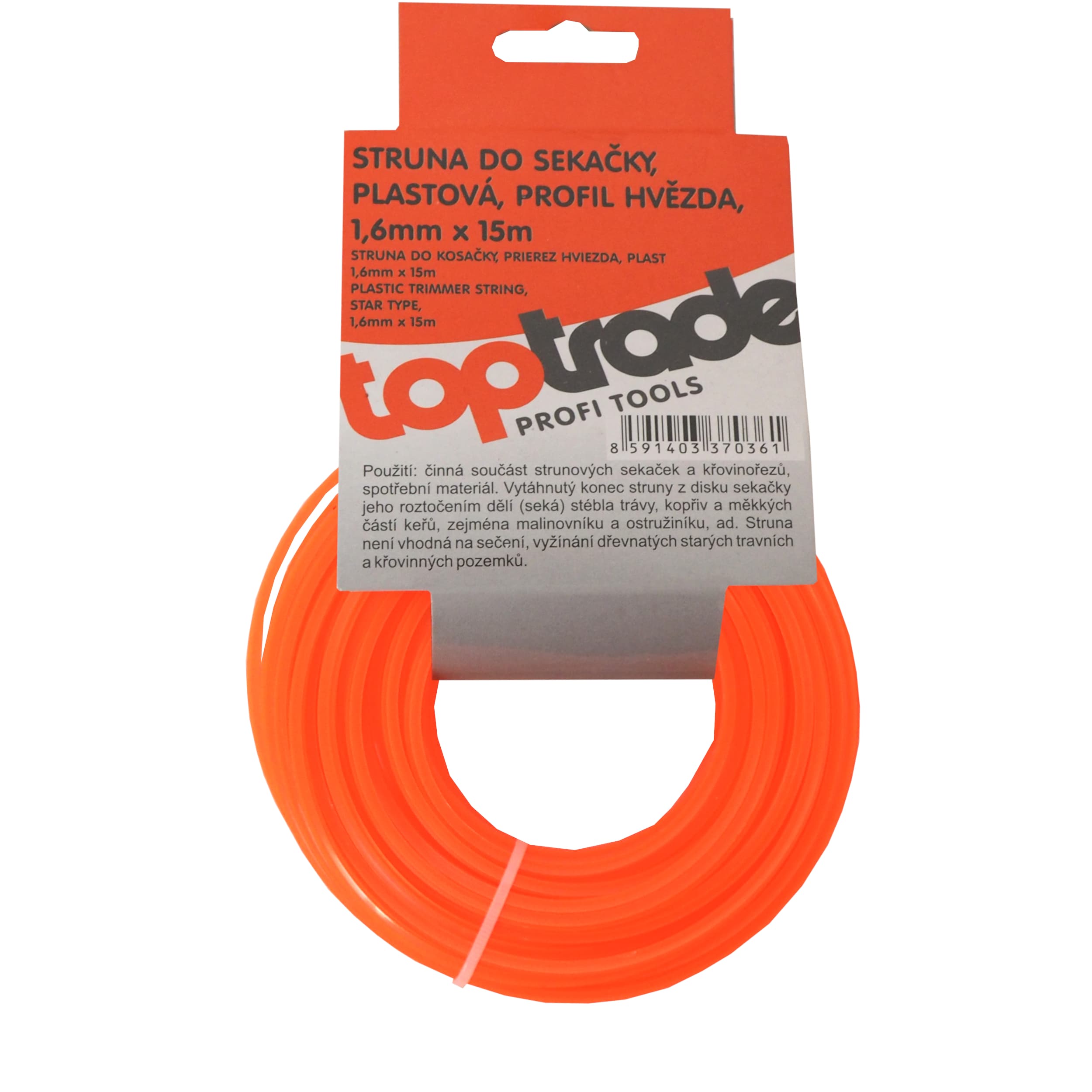 TOPTRADE vyžínací struna 1,6 mm × 15 m – hvězdicový průřez (plast) - náhled 4