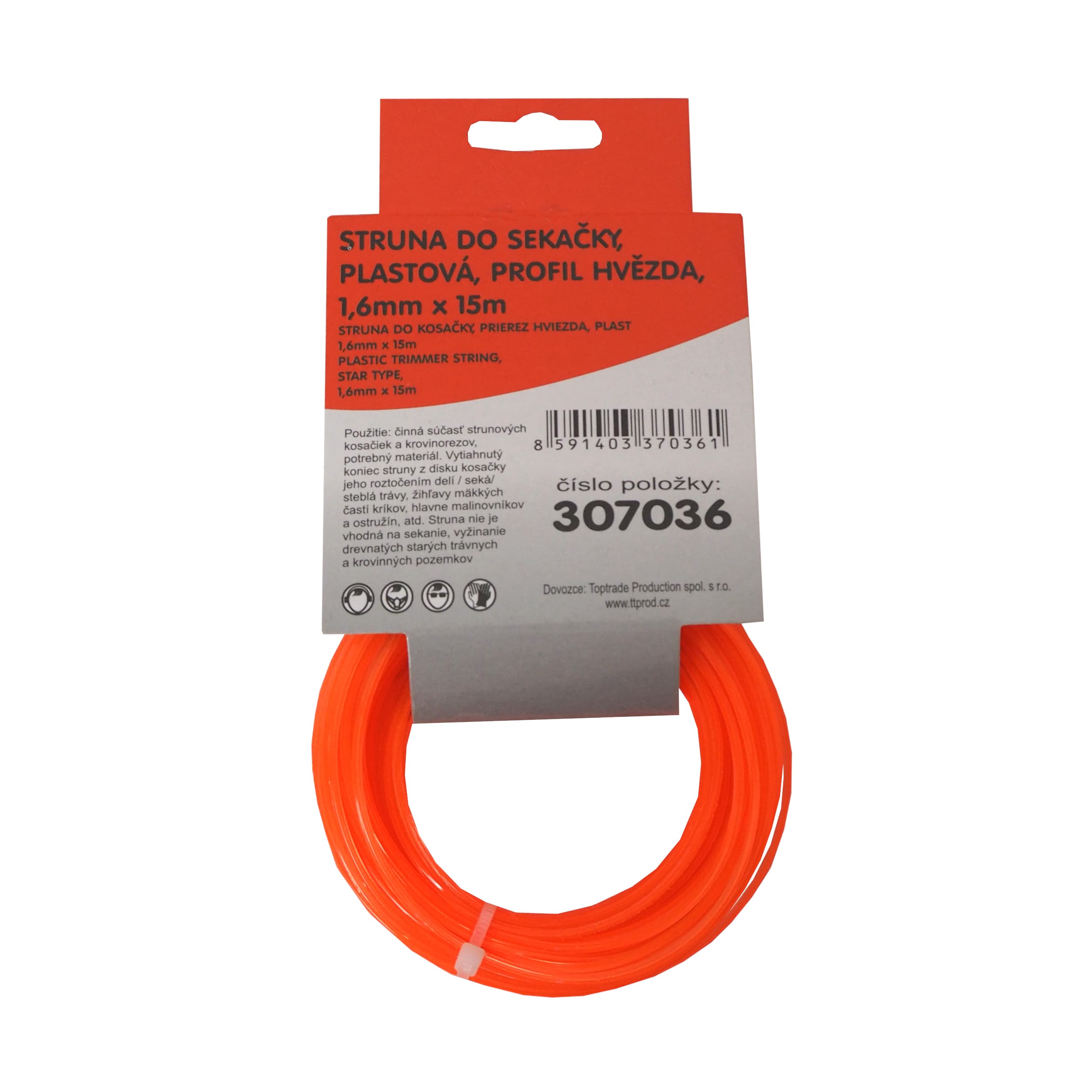 TOPTRADE vyžínací struna 1,6 mm × 15 m – hvězdicový průřez (plast) - náhled 5