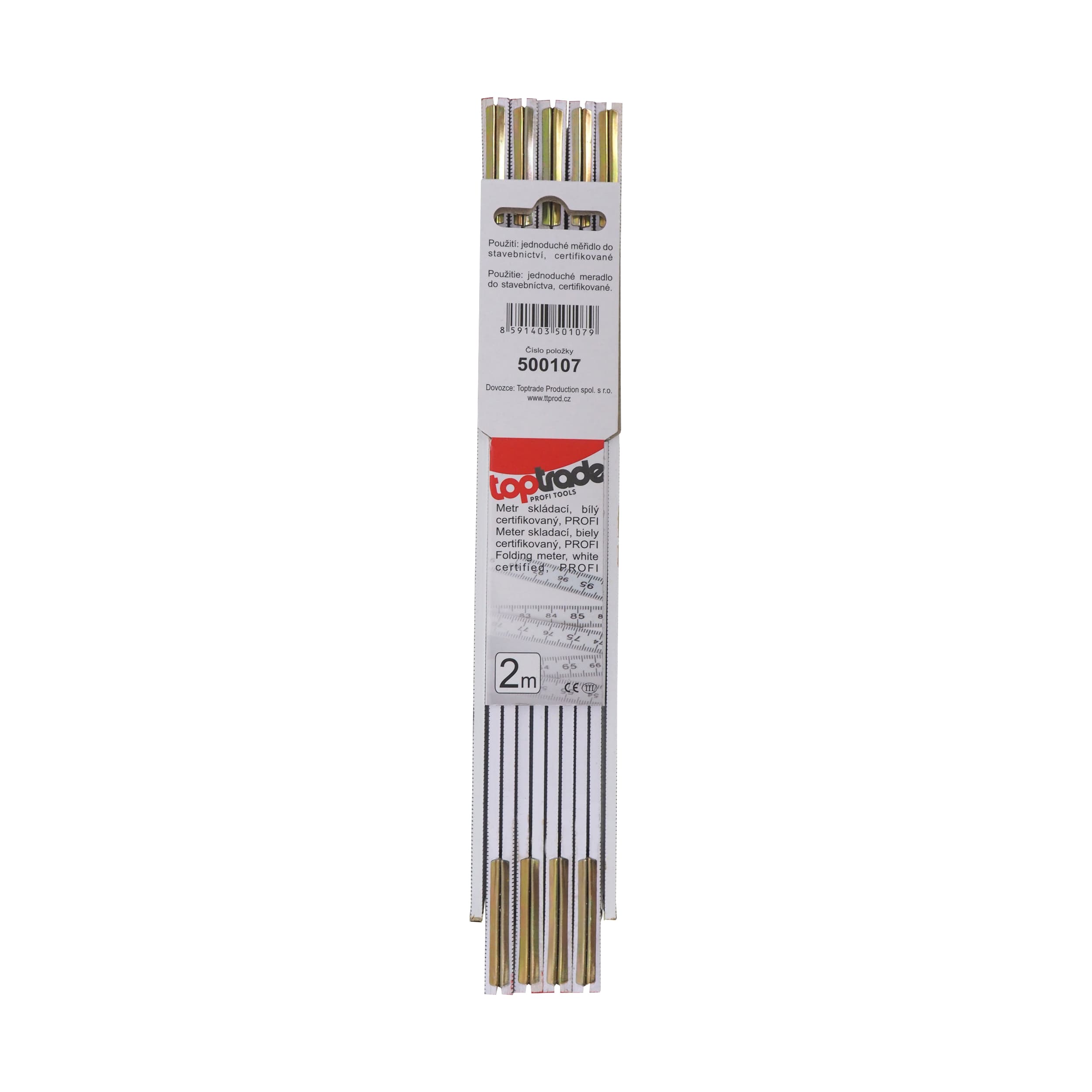 TOPTRADE skládací metr 2 m, dřevěný, bílý (certifikovaný) - náhled 5