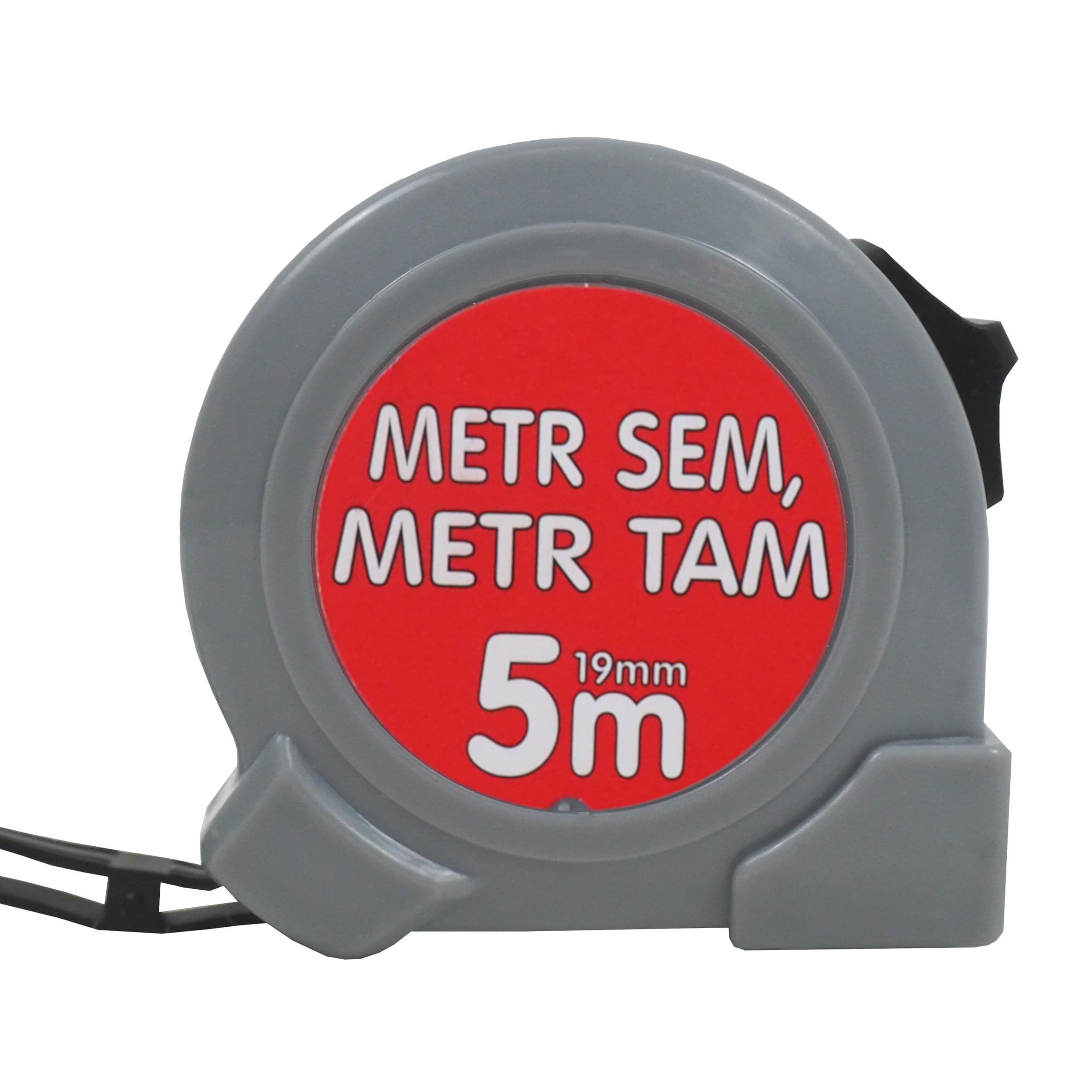 TOPTRADE svinovací metr 5 m × 19 mm, jednobrzdový „Metr sem, metr tam…“