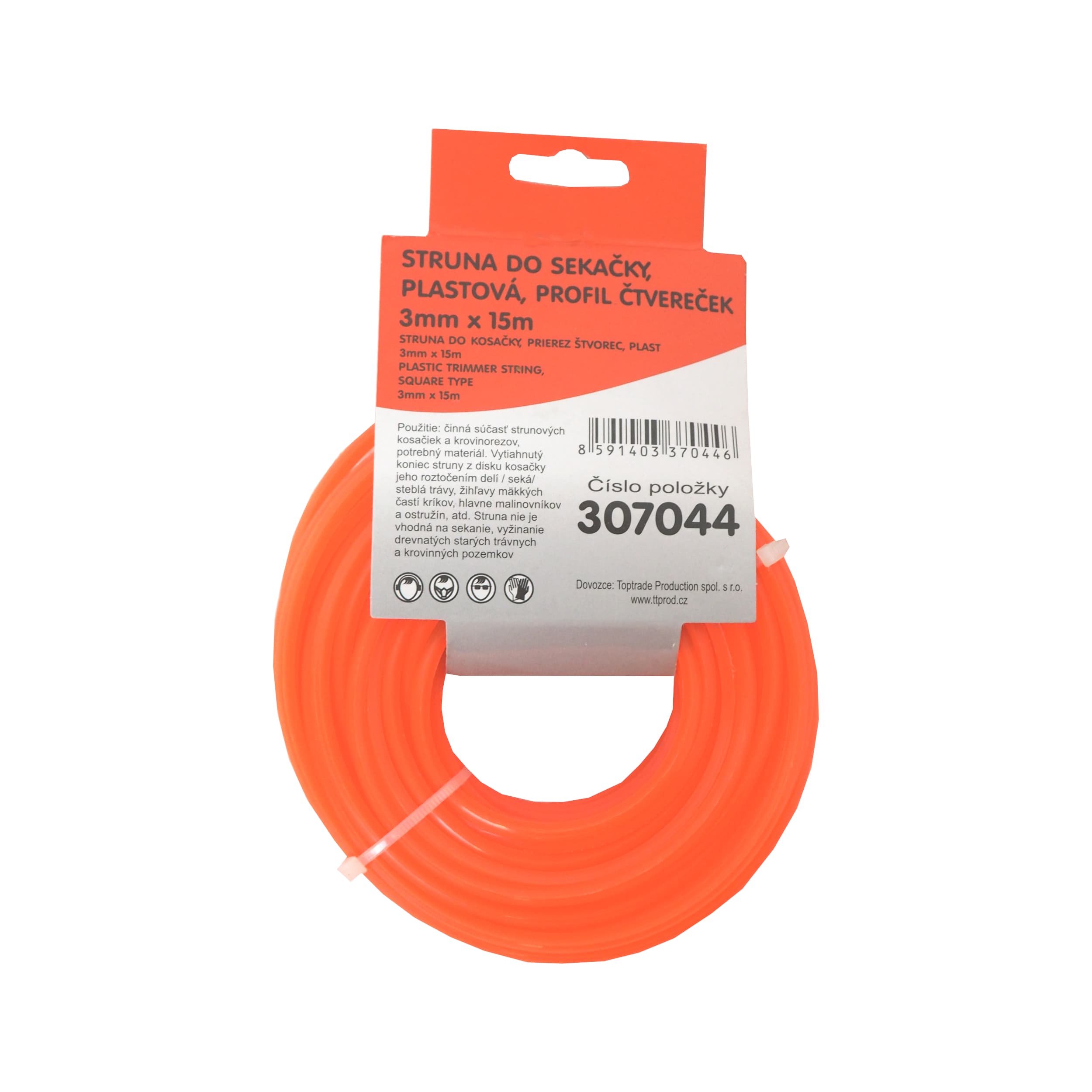 TOPTRADE vyžínací struna 3,0 mm × 15 m – čtvercový průřez - náhled 3