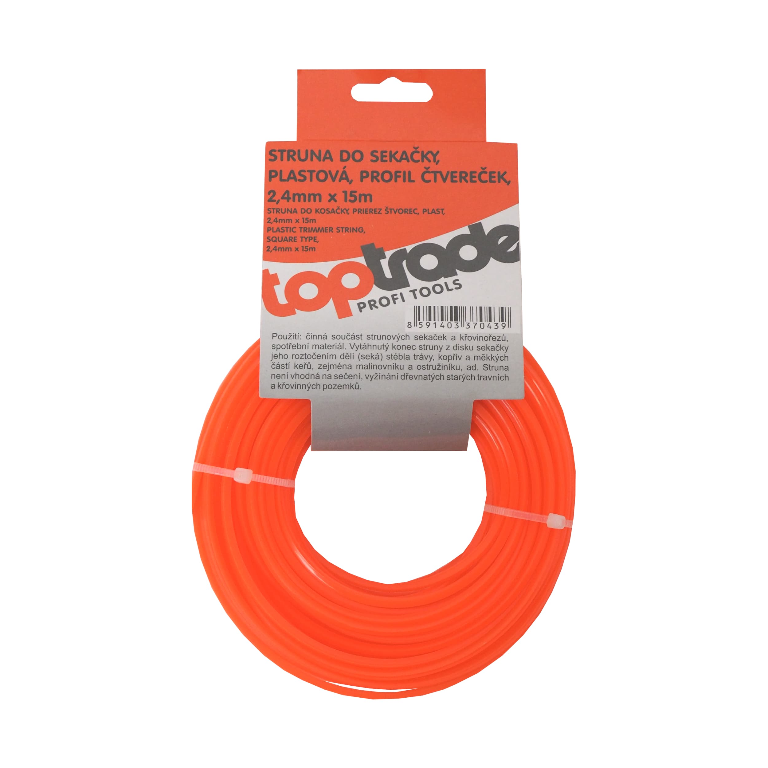 TOPTRADE vyžínací struna 2,4 mm × 15 m – čtvercový průřez - náhled 2