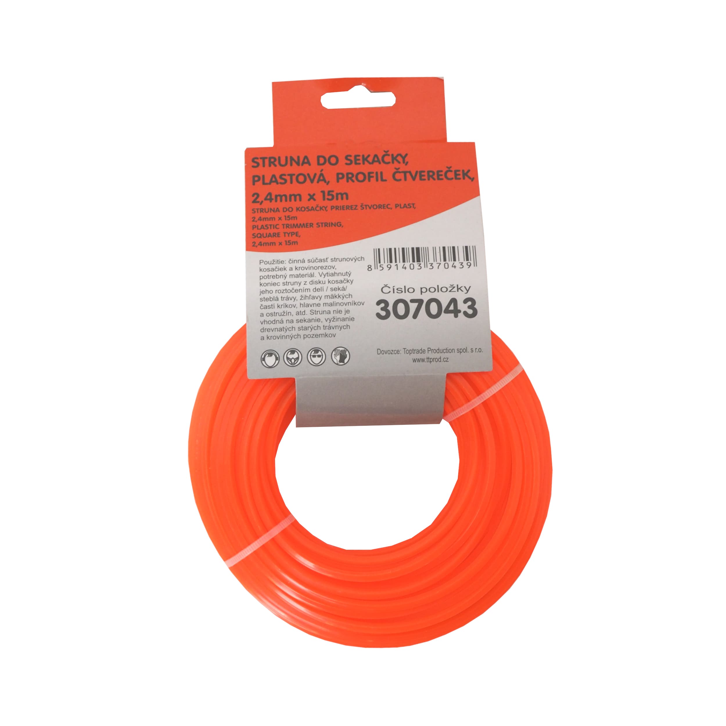TOPTRADE vyžínací struna 2,4 mm × 15 m – čtvercový průřez - náhled 3