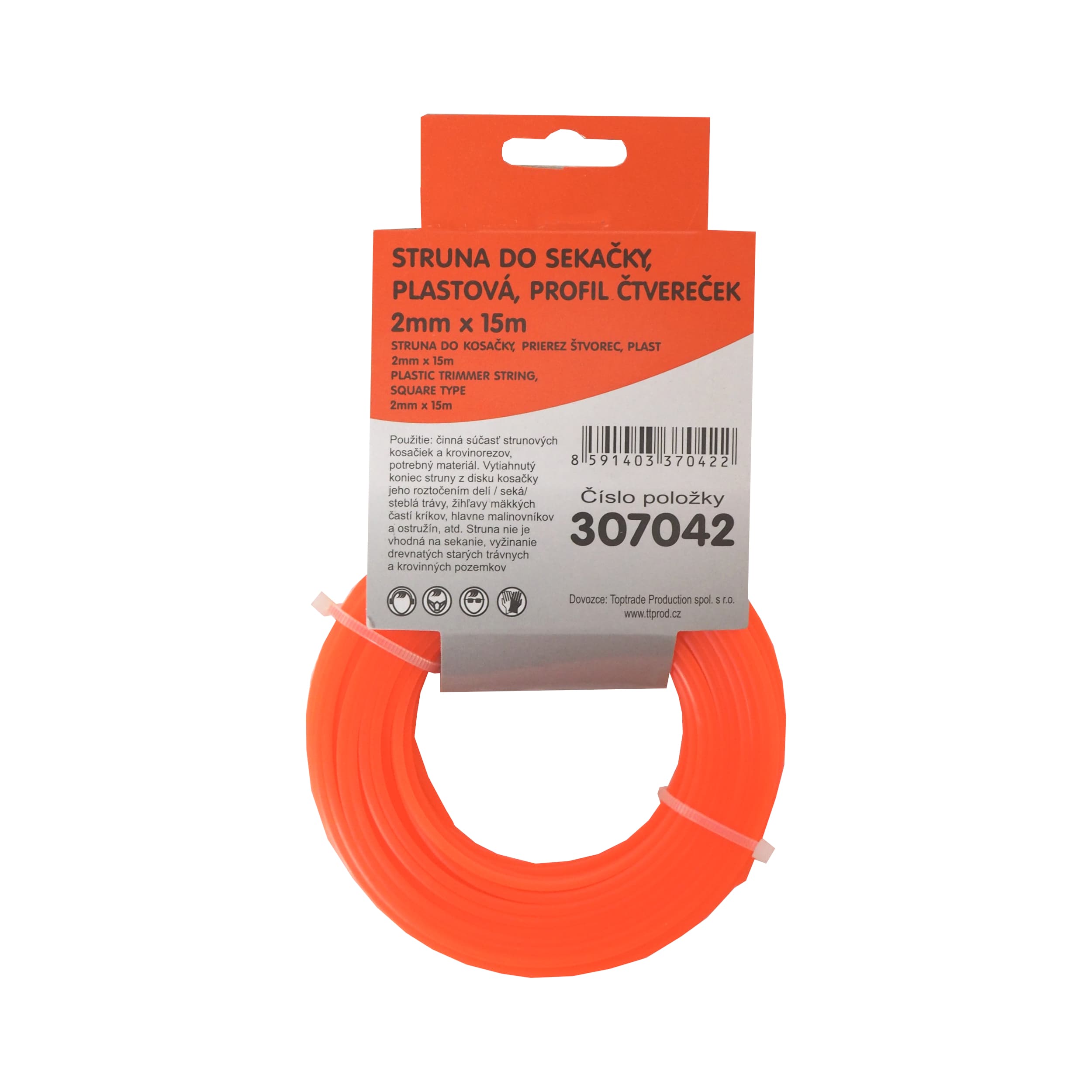 Vyžínací struna 2,0 mm × 15 m, čtvercová – TOPTRADE - náhled 3