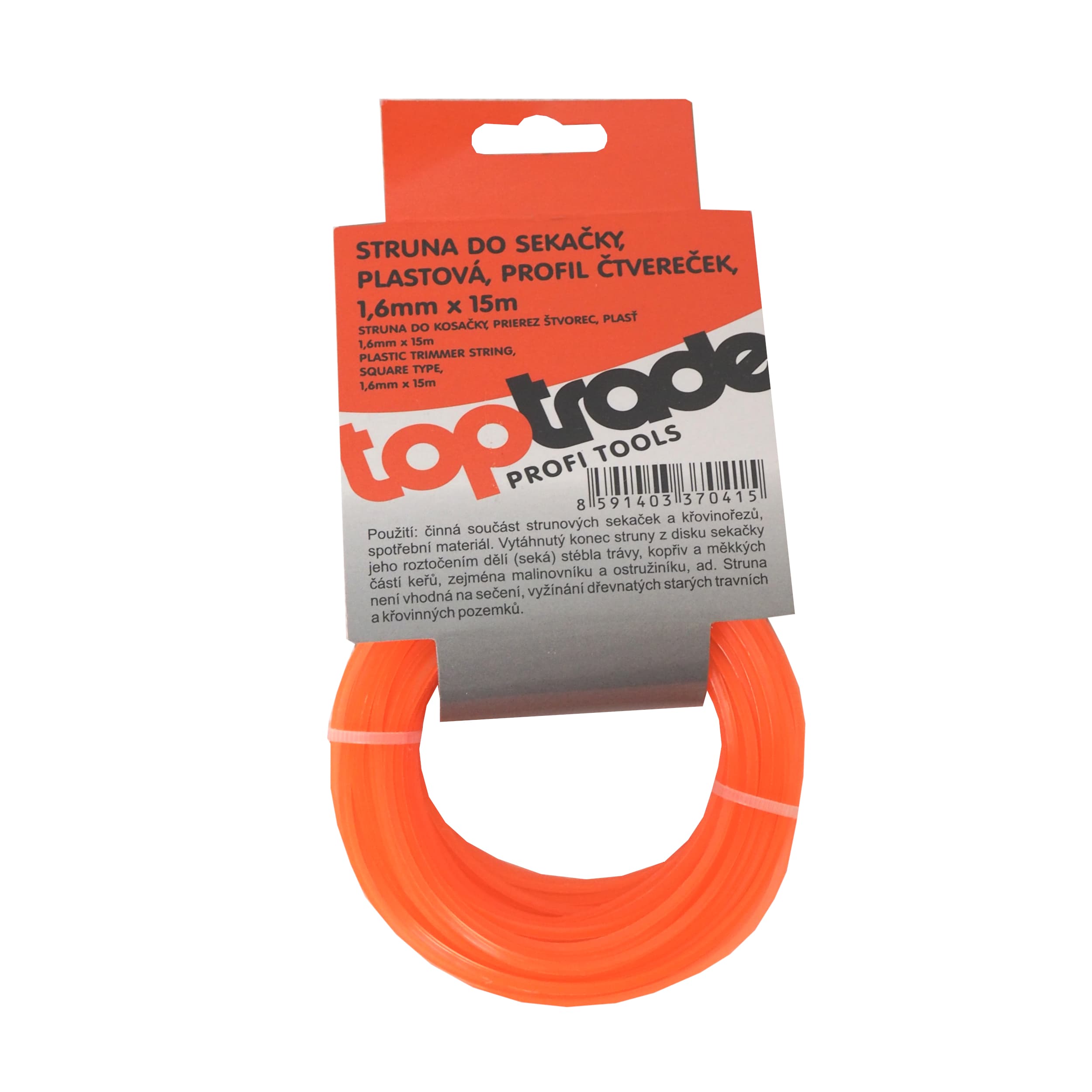 TOPTRADE vyžínací struna 1,6 mm × 15 m – čtvercový průřez - náhled 2