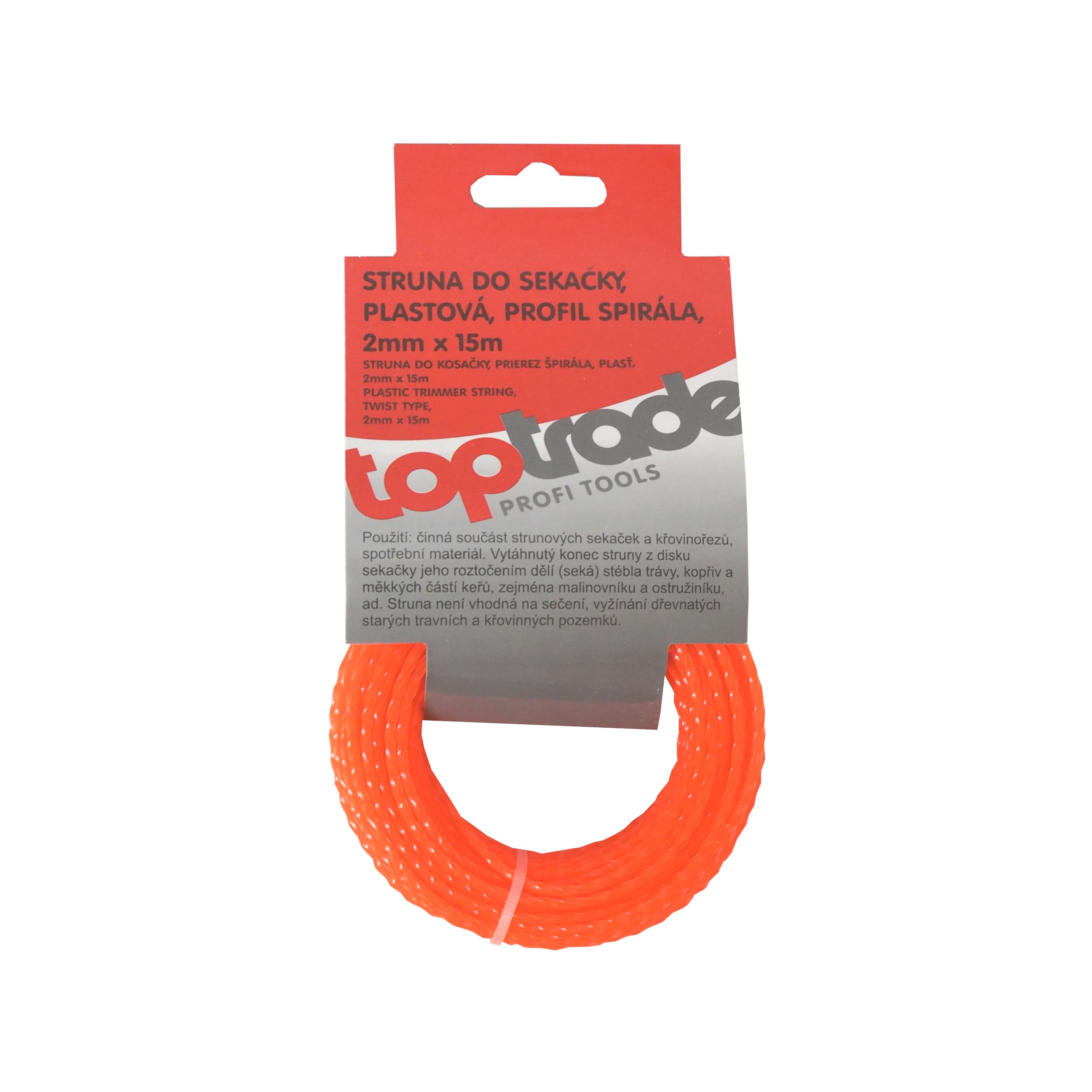 TOPTRADE vyžínací struna plastová 2,0 mm × 15 m – spirálový průřez - náhled 2