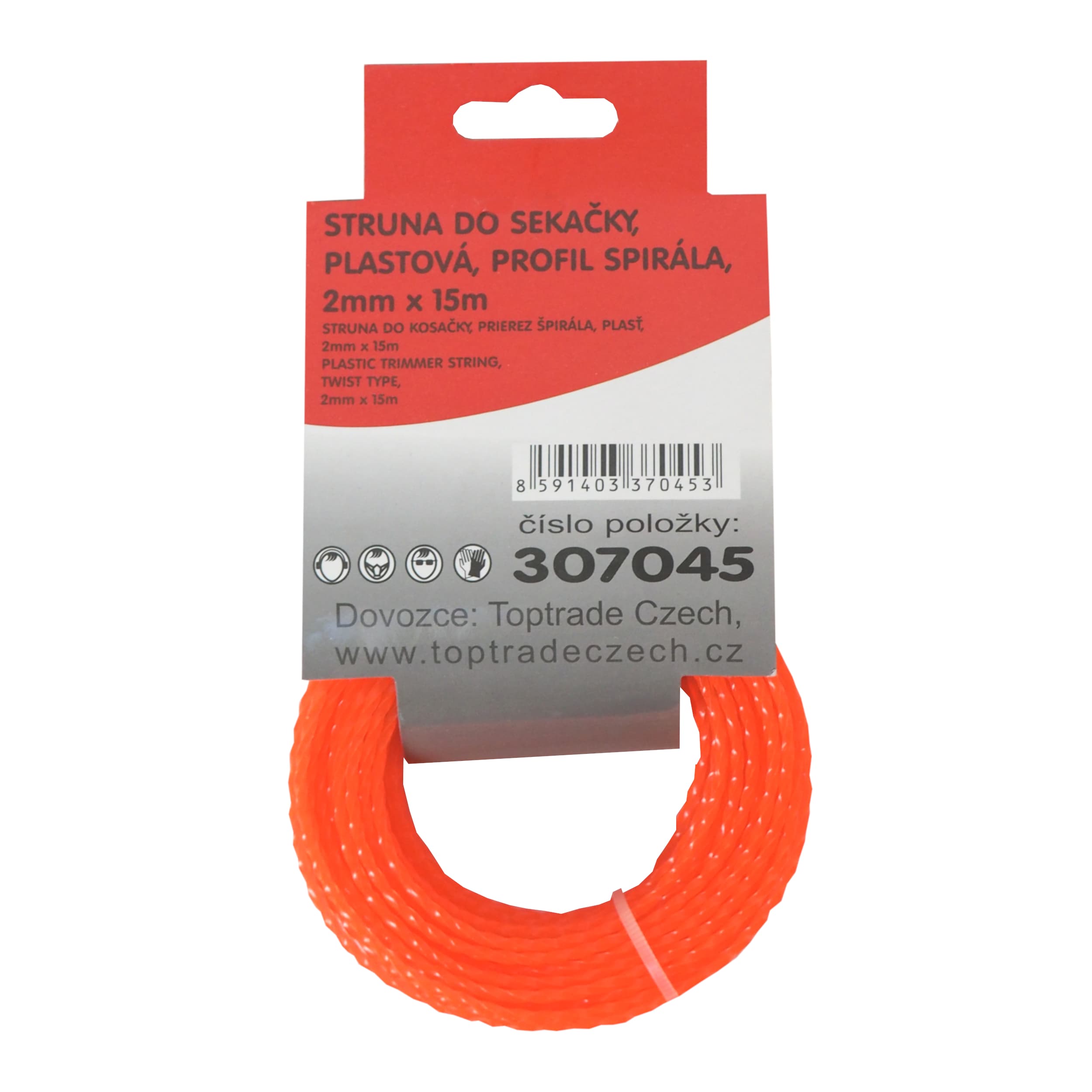 TOPTRADE vyžínací struna plastová 2,0 mm × 15 m – spirálový průřez - náhled 3