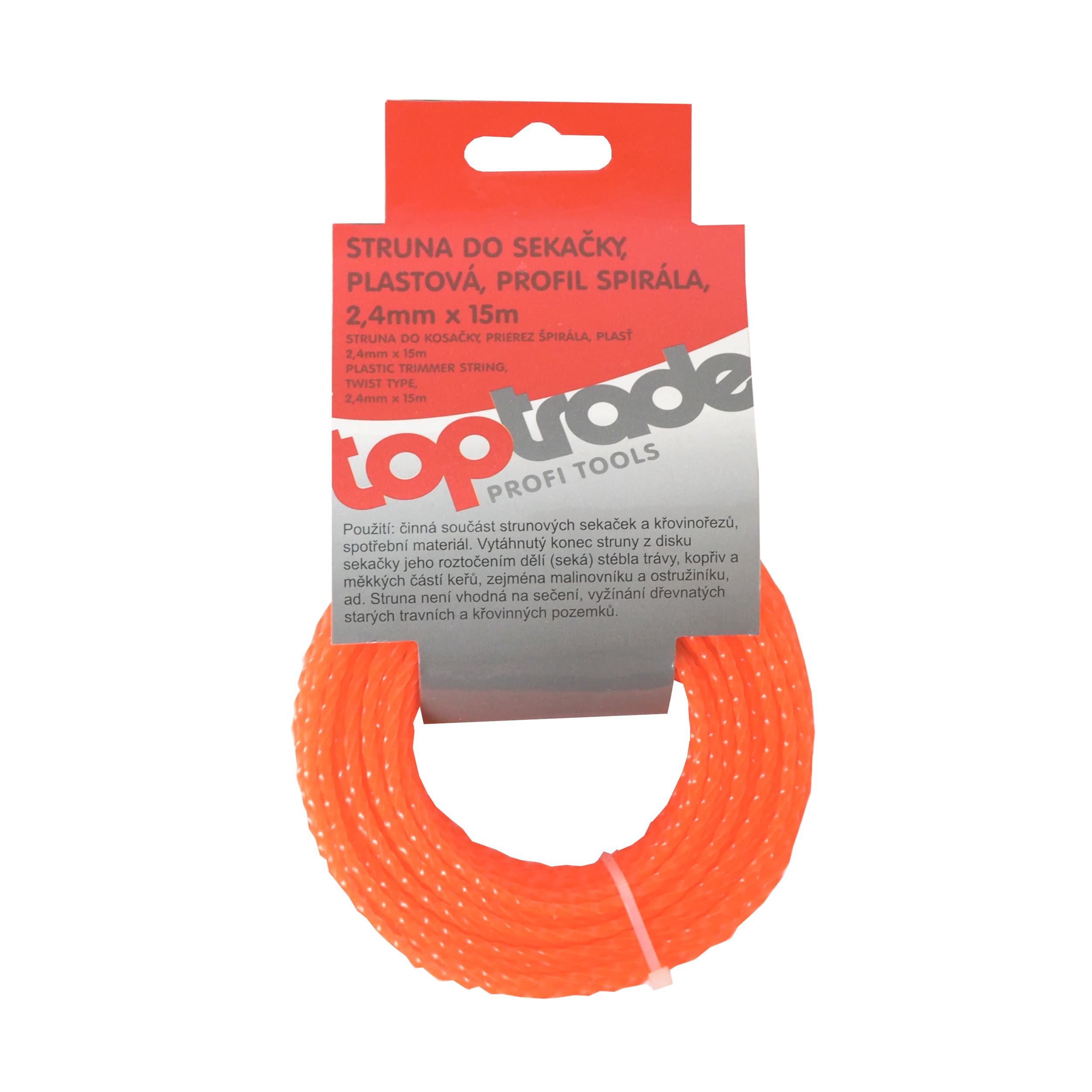 TOPTRADE vyžínací struna 2,4 mm × 15 m – spirálová, plastová - náhled 2