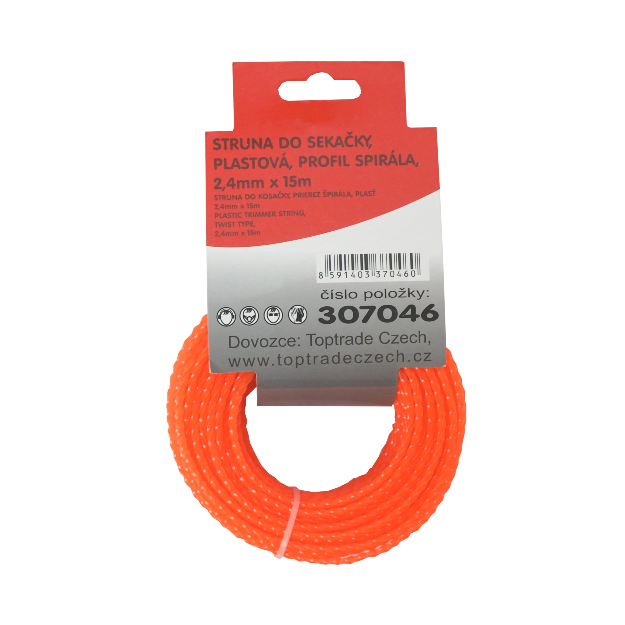 TOPTRADE vyžínací struna 2,4 mm × 15 m – spirálová, plastová - náhled 3