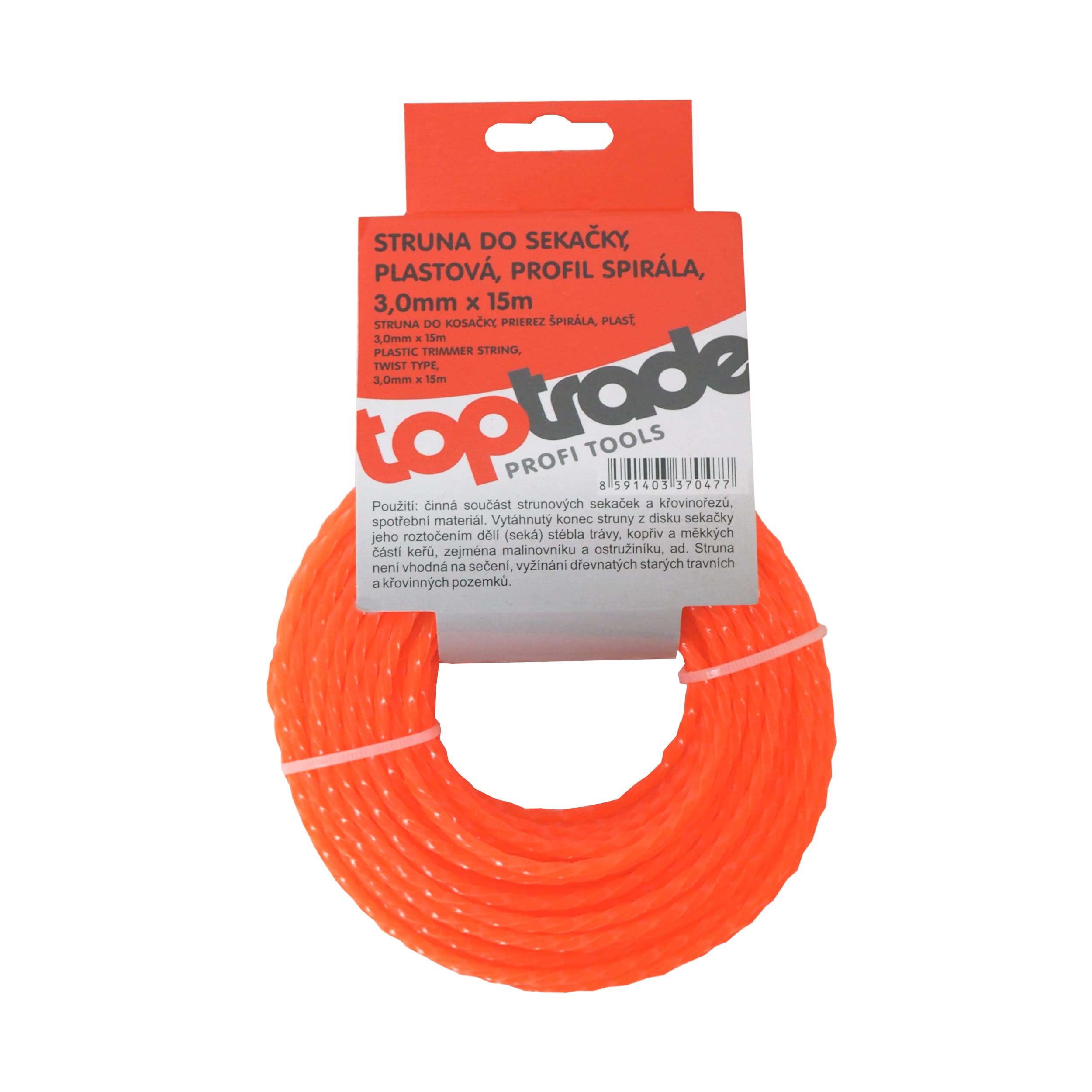TOPTRADE vyžínací struna – spirálová 3,0 mm × 15 m - náhled 2