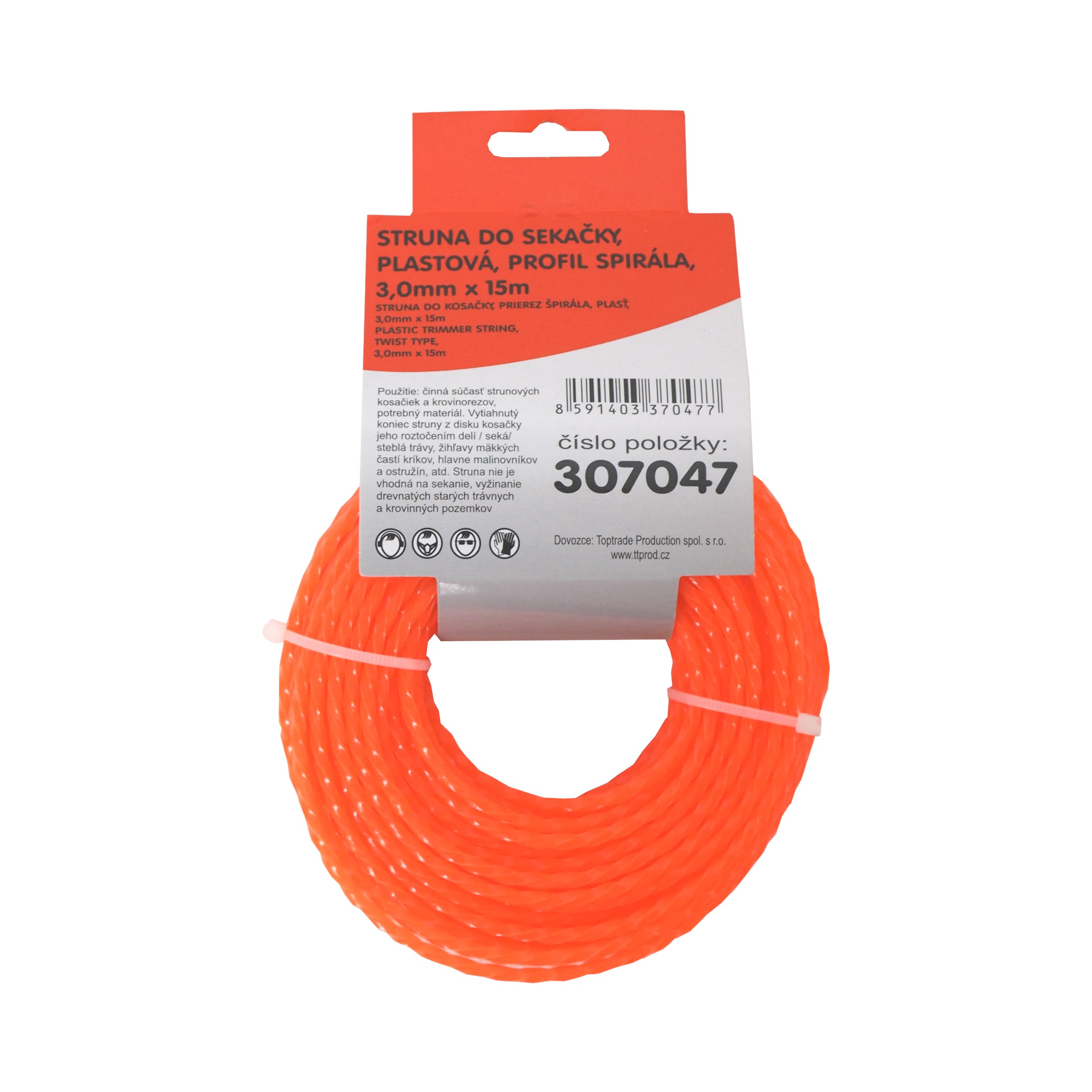 TOPTRADE vyžínací struna – spirálová 3,0 mm × 15 m - náhled 3