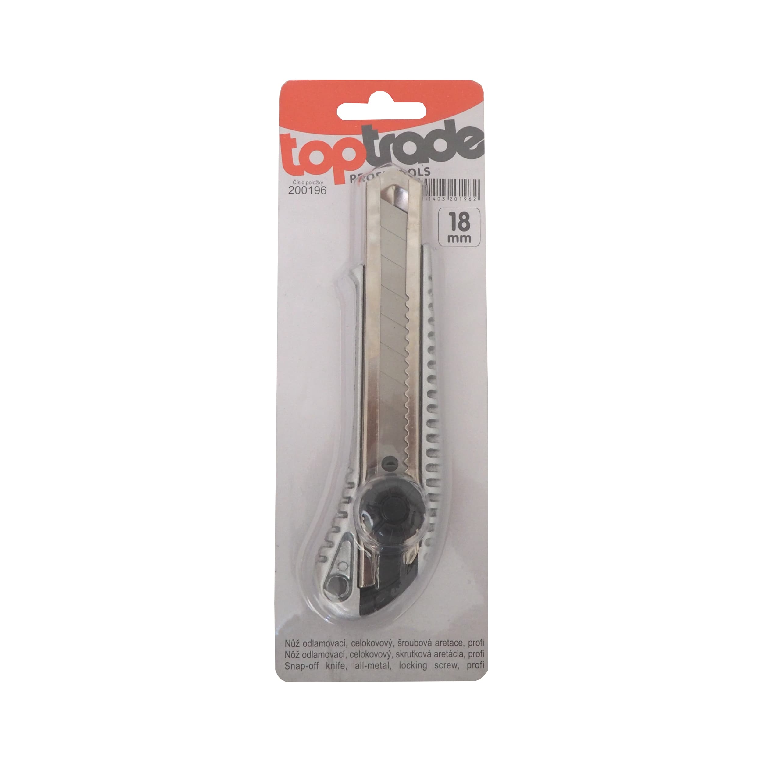 TOPTRADE odlamovací nůž 18 mm – celokovový, šroubová aretace - náhled 2