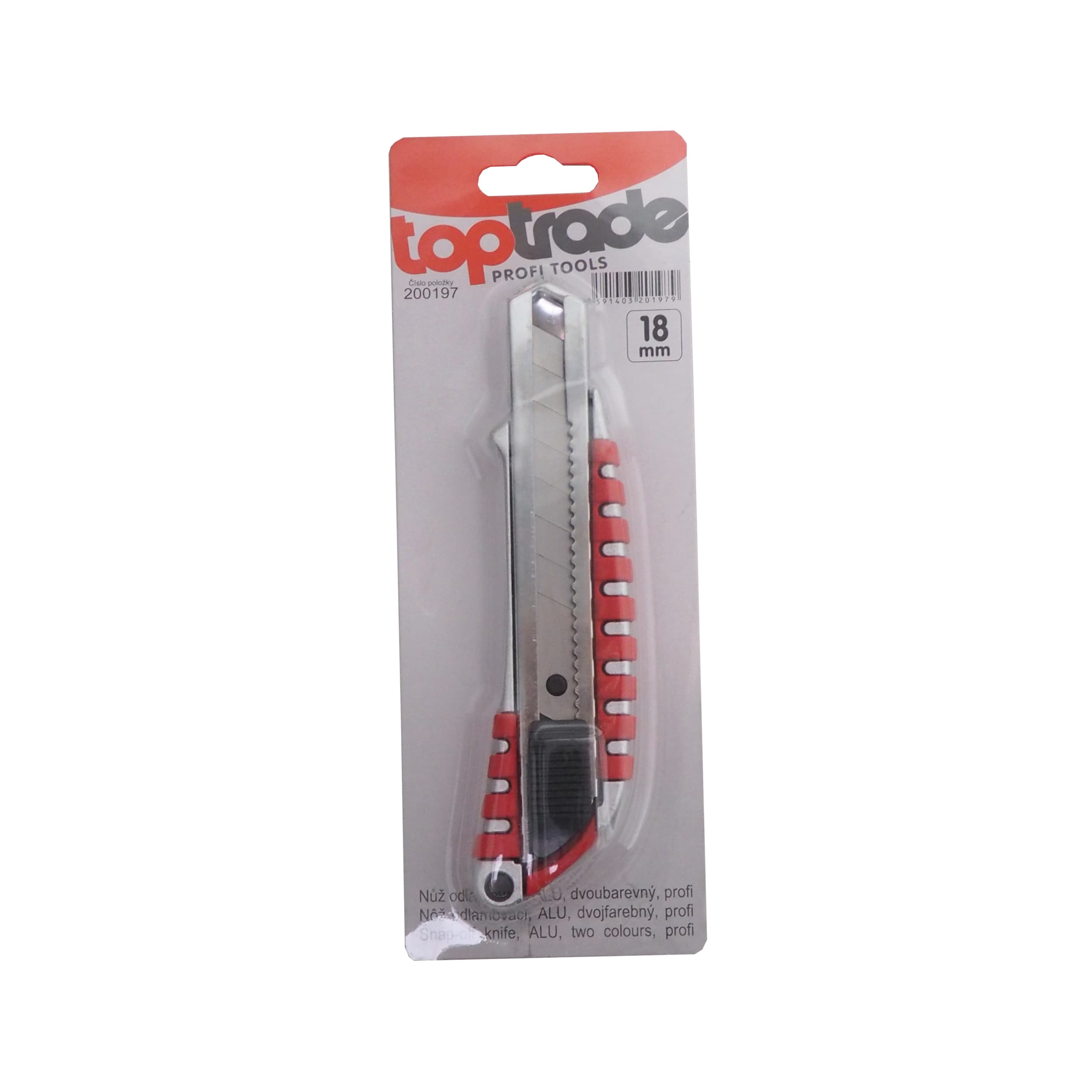TOPTRADE odlamovací nůž ALU 18 mm – profi, dvoubarevný - náhled 2