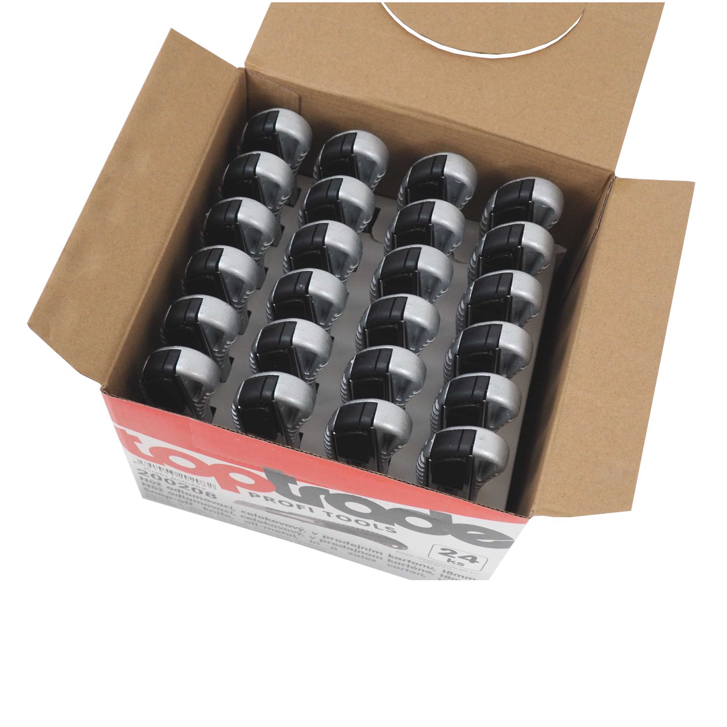 TOPTRADE nůž odlamovací celokovový 18 mm – sada 24 ks (prodejní karton) - náhled 2