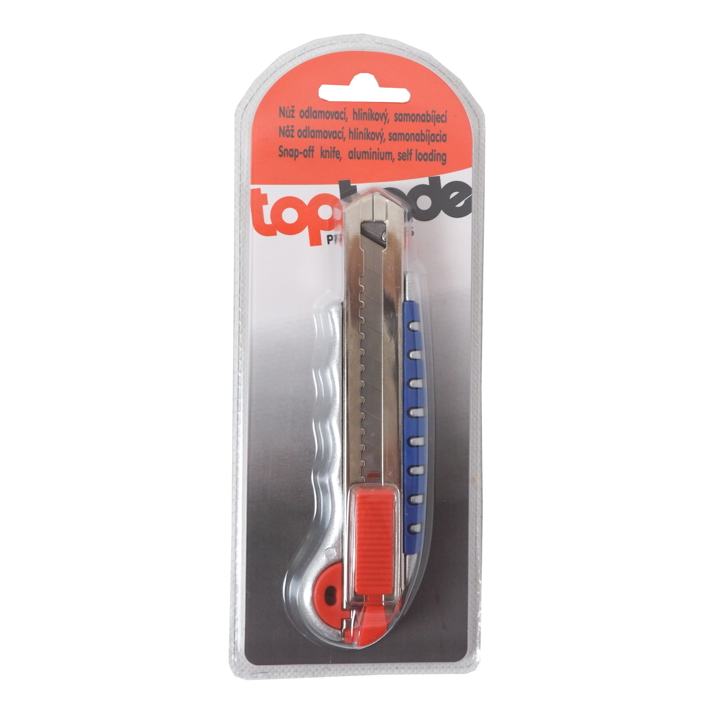 TOPTRADE odlamovací nůž 18 mm, hliníkový, samonabíjecí, kovová výztuha - náhled 2